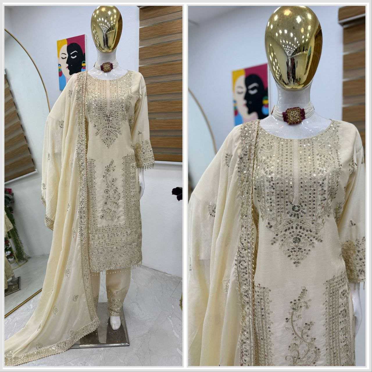 Ynf Chinon Silk KESH158 8996 Suits & Dresses Wedding Collections Festive Collections Wholesale Ladies Silk Suit Designer Suits Wedding Outfits Manufacturer