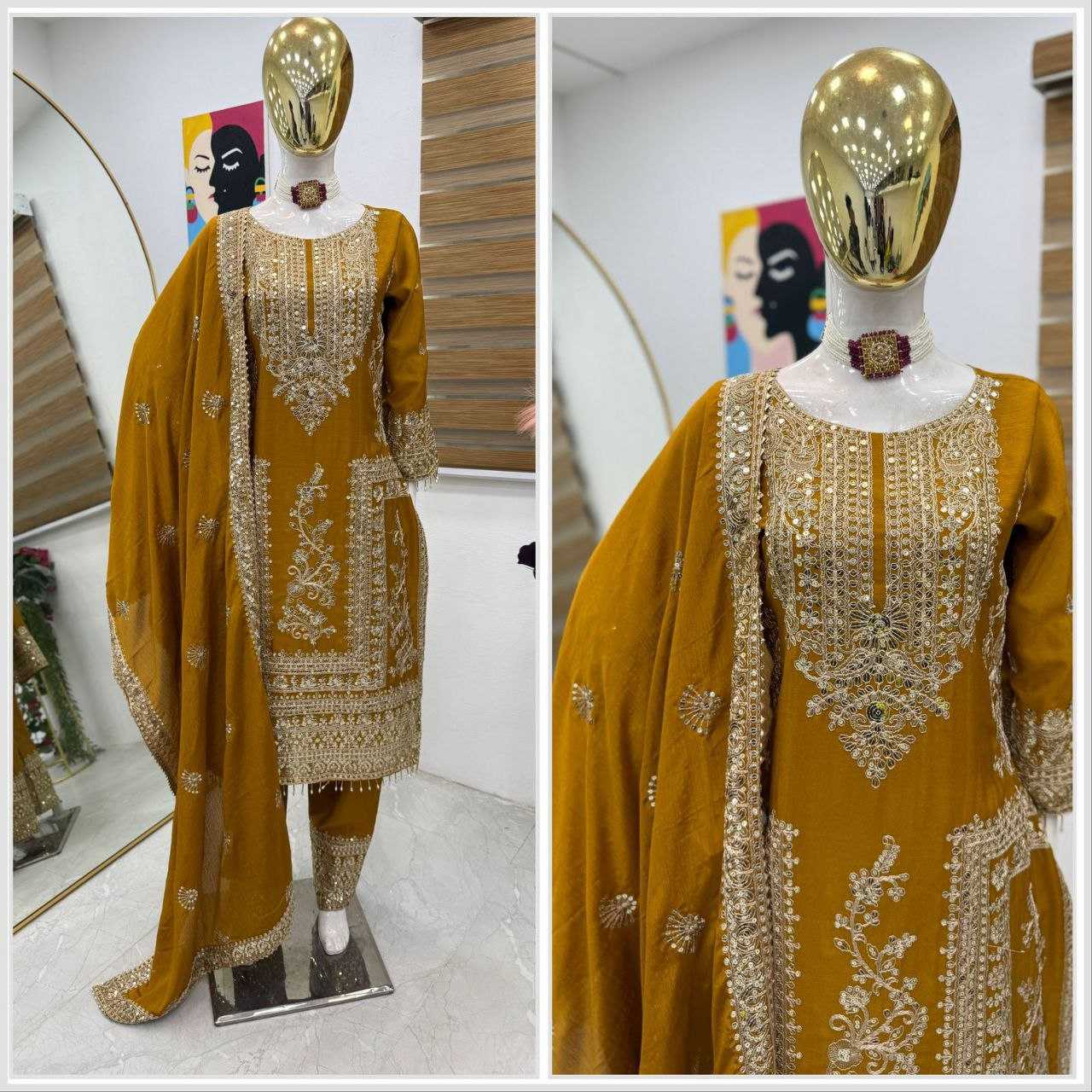 Ynf Chinon Silk KESH158 8996 Suits & Dresses Wedding Collections Festive Collections Wholesale Ladies Silk Suit Designer Suits Wedding Outfits Manufacturer