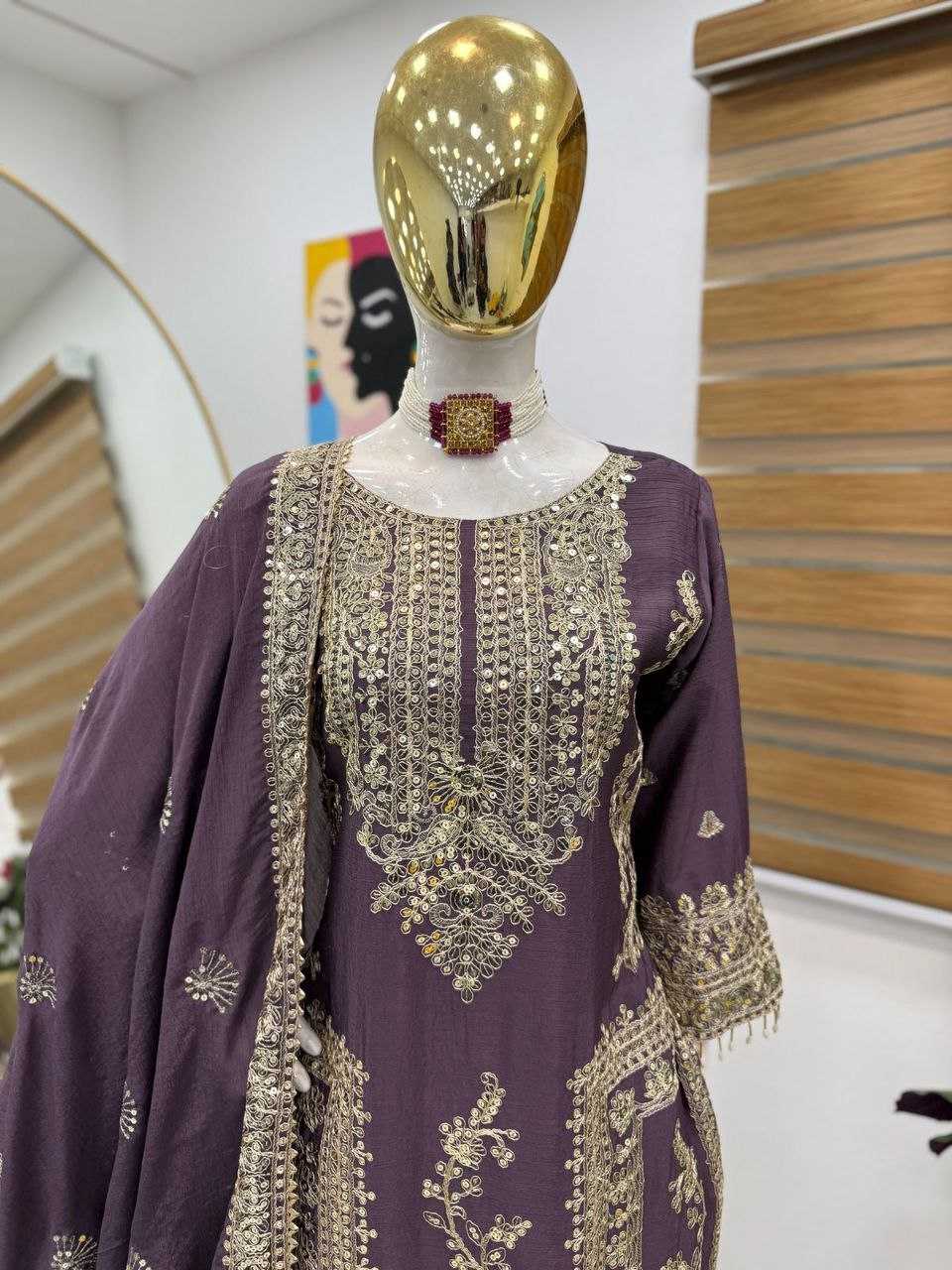 Ynf Chinon Silk KESH158 8996 Suits & Dresses Wedding Collections Festive Collections Wholesale Ladies Silk Suit Designer Suits Wedding Outfits Manufacturer