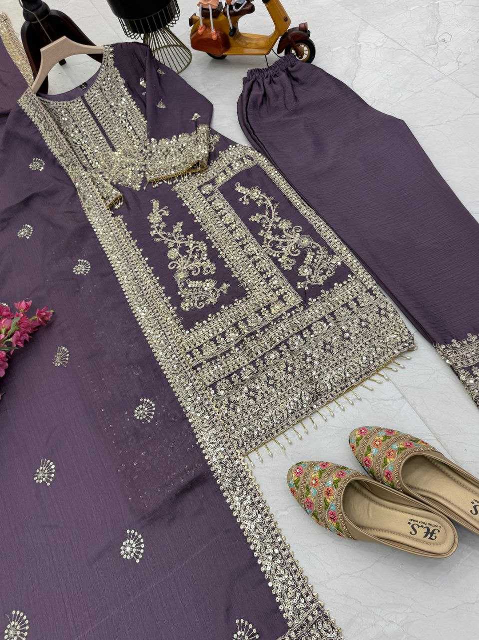 Ynf Chinon Silk KESH158 8996 Suits & Dresses Wedding Collections Festive Collections Wholesale Ladies Silk Suit Designer Suits Wedding Outfits Manufacturer