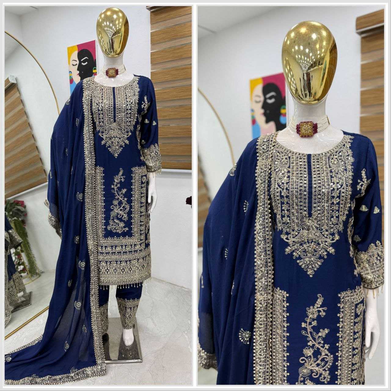 Ynf Chinon Silk KESH158 8996 Suits & Dresses Wedding Collections Festive Collections Wholesale Ladies Silk Suit Designer Suits Wedding Outfits Manufacturer