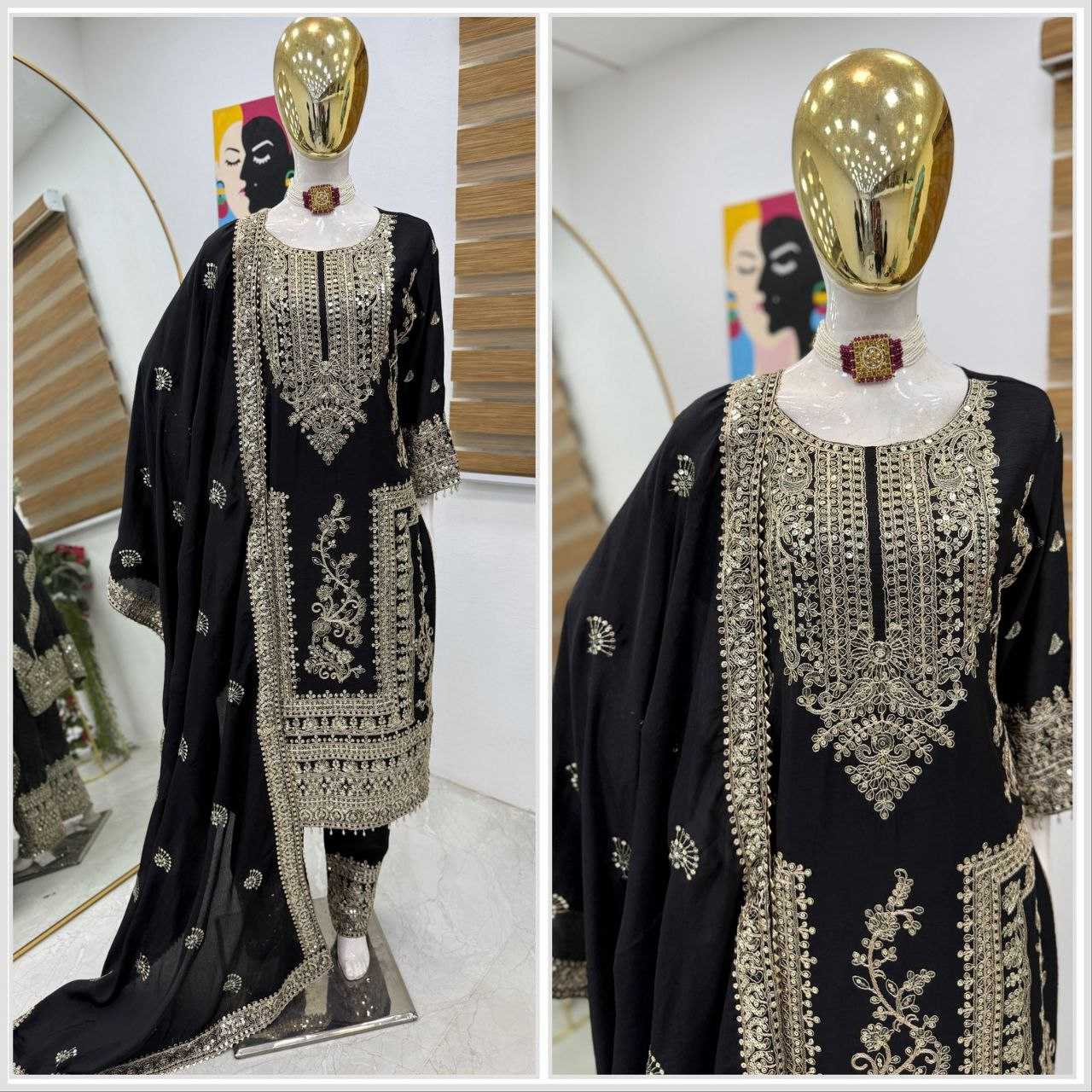 Ynf Chinon Silk KESH158 8996 Suits & Dresses Wedding Collections Festive Collections Wholesale Ladies Silk Suit Designer Suits Wedding Outfits Manufacturer