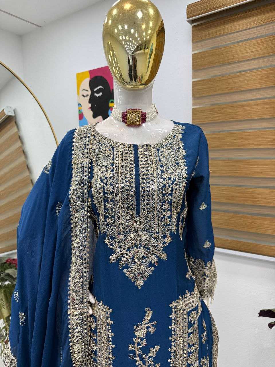 Ynf Chinon Silk KESH158 8996 Suits & Dresses Wedding Collections Festive Collections Wholesale Ladies Silk Suit Designer Suits Wedding Outfits Manufacturer