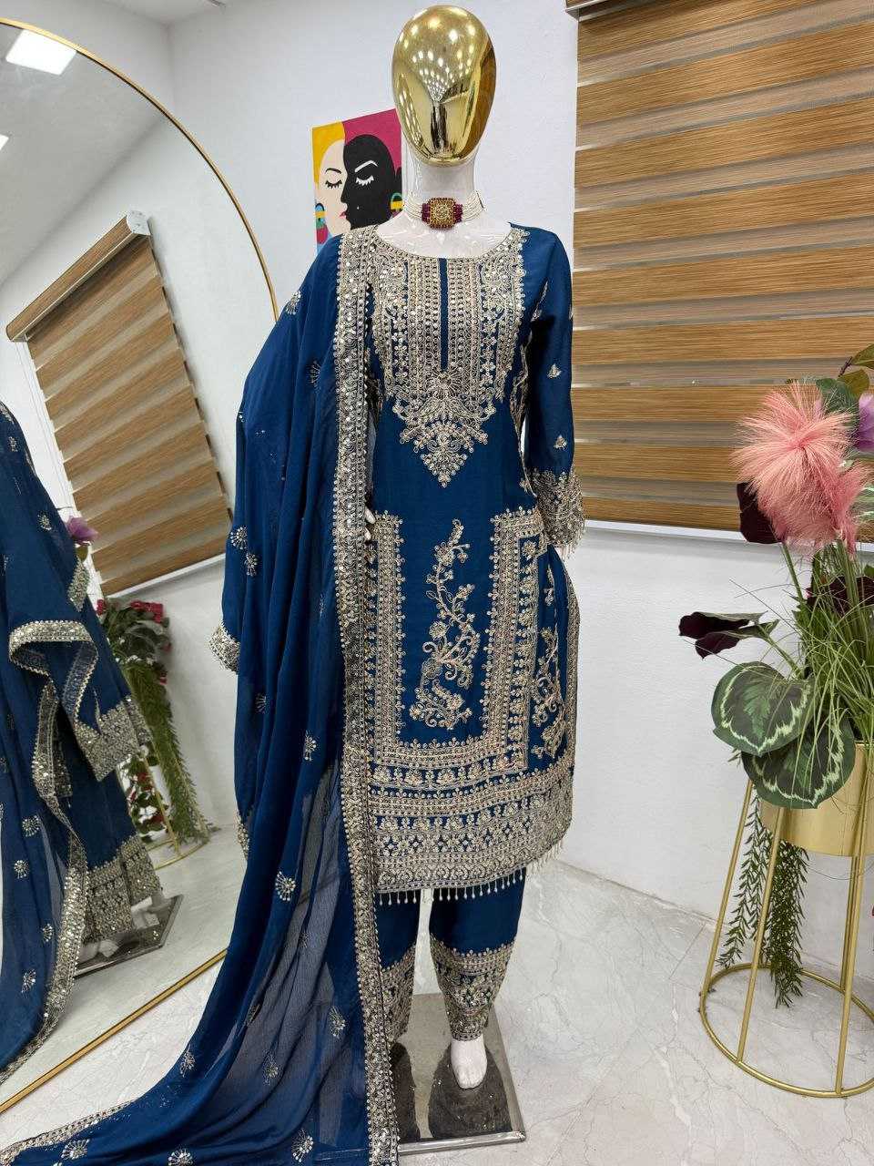 Ynf Chinon Silk KESH158 8996 Suits & Dresses Wedding Collections Festive Collections Wholesale Ladies Silk Suit Designer Suits Wedding Outfits Manufacturer