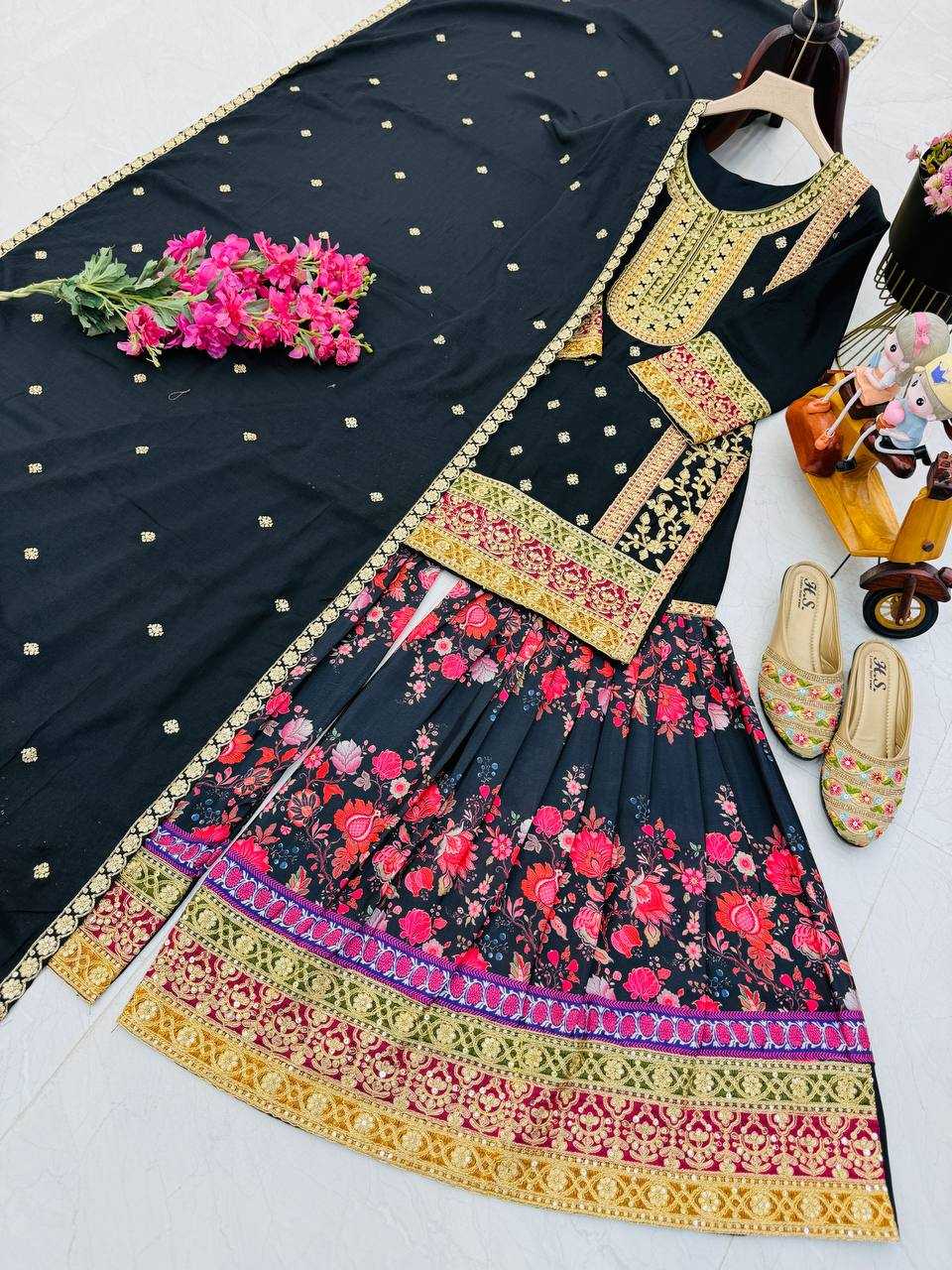 Ynf Chinon Silk KESH158 9014 Suits & Dresses Wedding Collections Festive Collections Wholesale Embroidery Suits Palazzo Suit Ladies Silk Suit Manufacturer