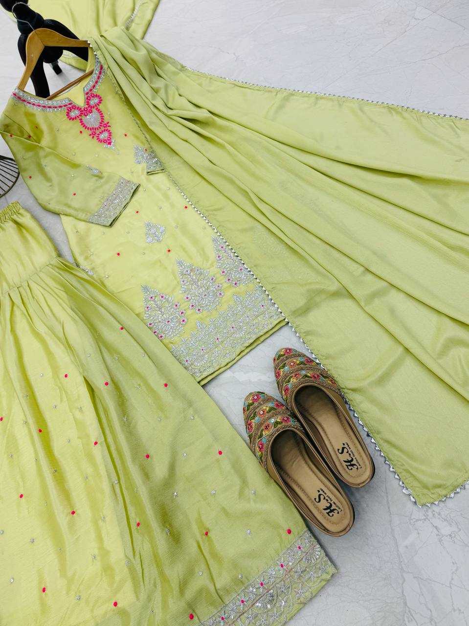 Ynf Chinon Silk KESH158 9023 Suits & Dresses Wedding Collections Festive Collections Wholesale Embroidery Suits Palazzo Suit Ladies Silk Suit Manufacturer
