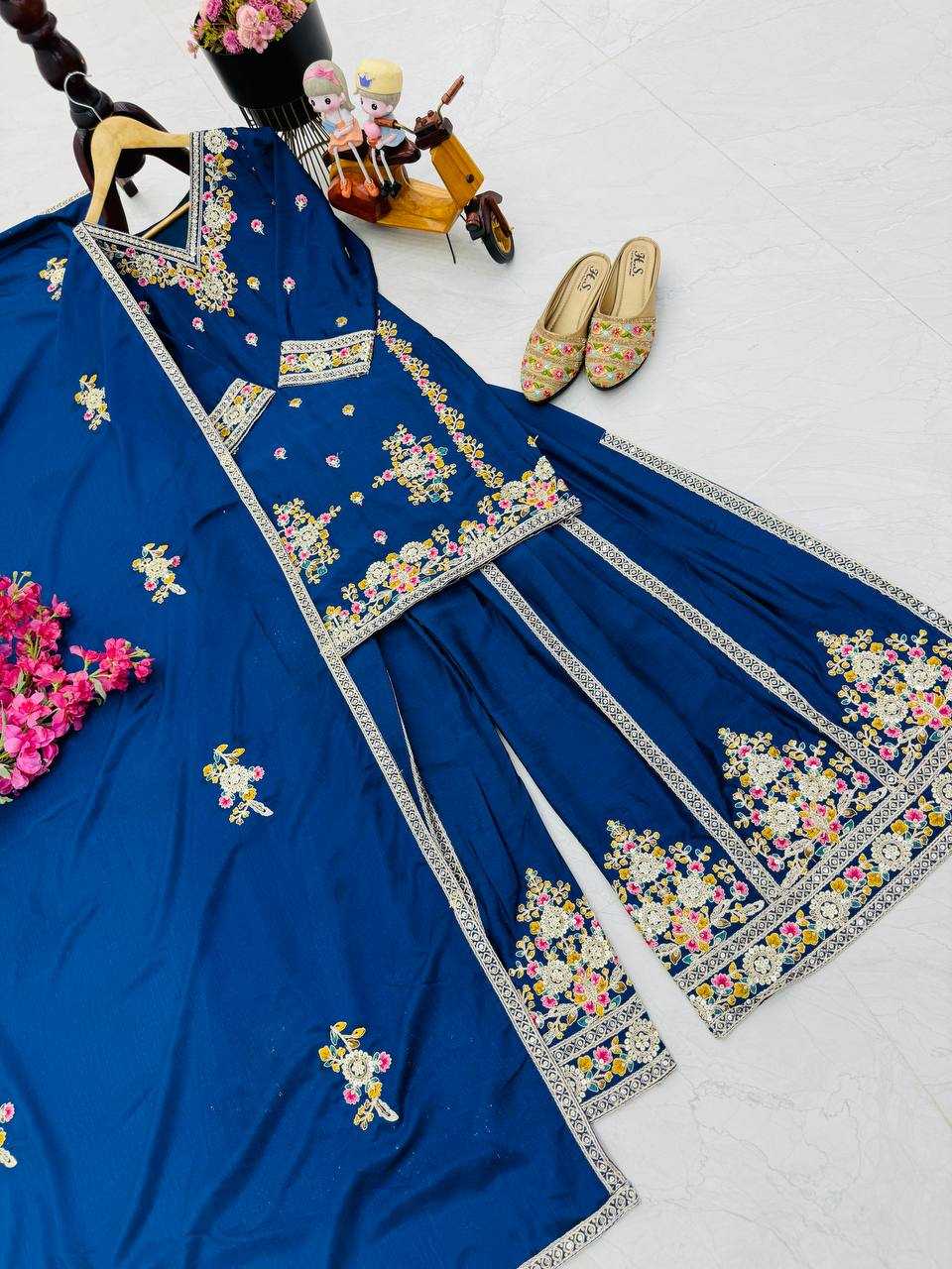 Ynf Chinon Silk KESH158 9026 Suits & Dresses Wedding Collections Festive Collections Wholesale Sharara Salwar Suits Ladies Silk Suit Wedding Outfits Manufacturer