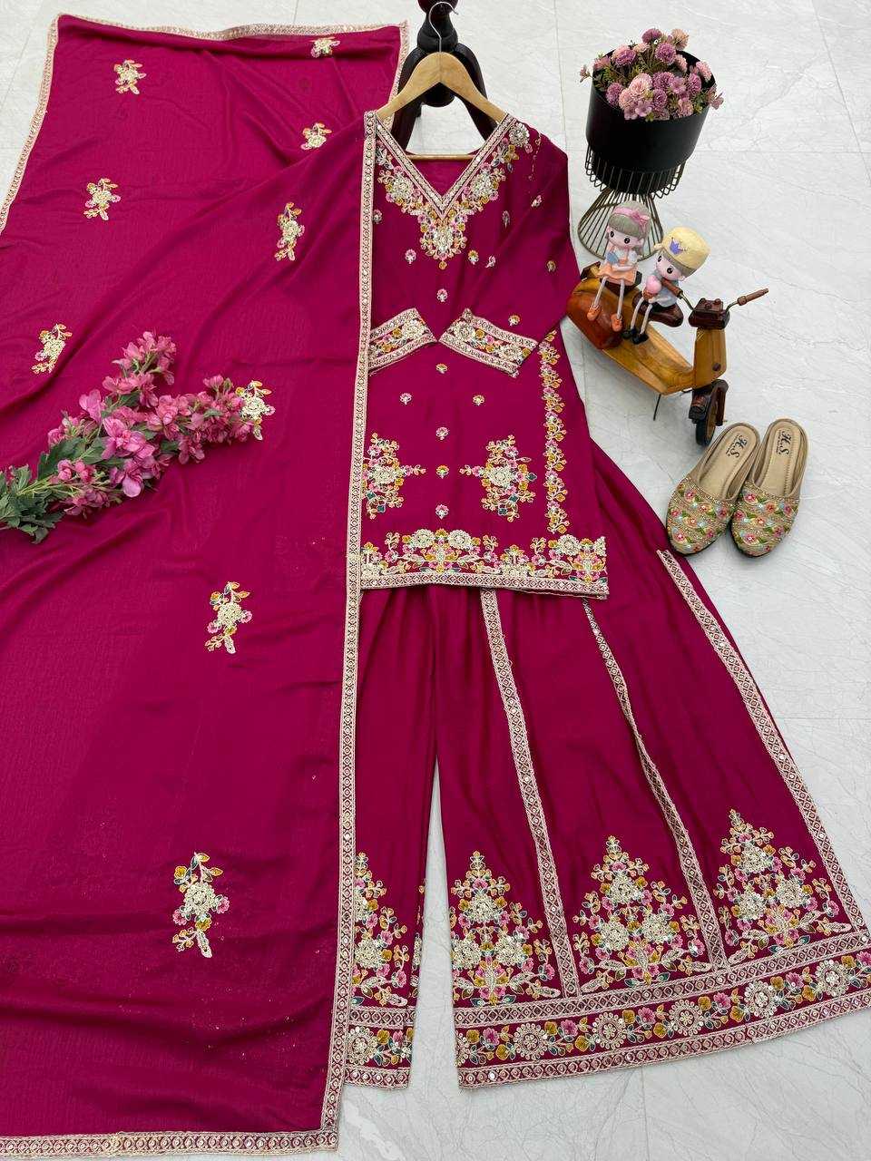 Ynf Chinon Silk KESH158 9026 Suits & Dresses Wedding Collections Festive Collections Wholesale Sharara Salwar Suits Ladies Silk Suit Wedding Outfits Manufacturer