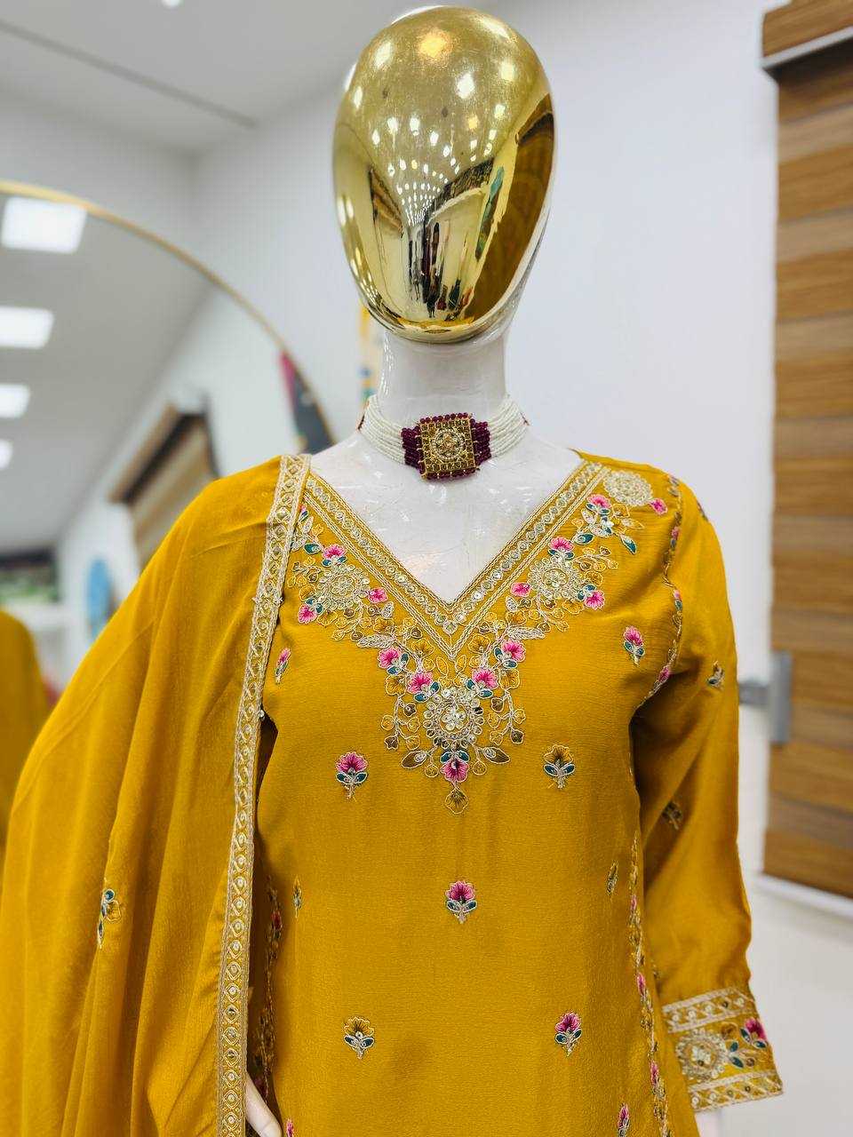 Ynf Chinon Silk KESH158 9026 Suits & Dresses Wedding Collections Festive Collections Wholesale Sharara Salwar Suits Ladies Silk Suit Wedding Outfits Manufacturer