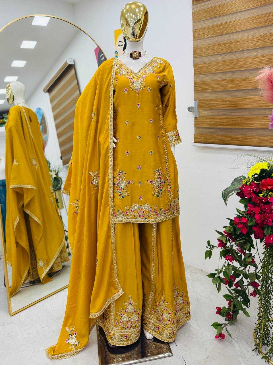 Ynf Chinon Silk KESH158 9026 Suits & Dresses Wedding Collections Festive Collections Wholesale Sharara Salwar Suits Ladies Silk Suit Wedding Outfits Manufacturer
