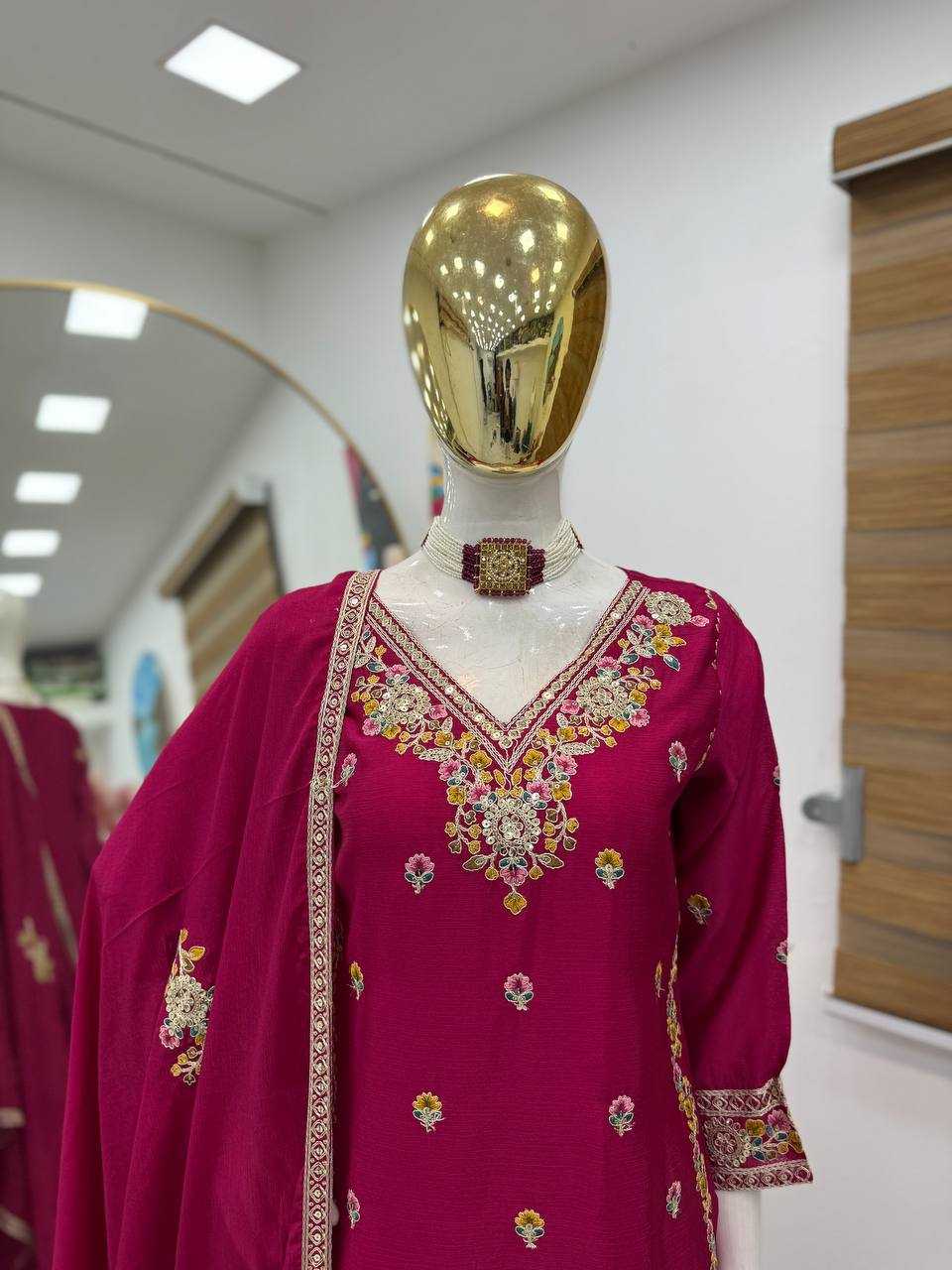 Ynf Chinon Silk KESH158 9026 Suits & Dresses Wedding Collections Festive Collections Wholesale Sharara Salwar Suits Ladies Silk Suit Wedding Outfits Manufacturer