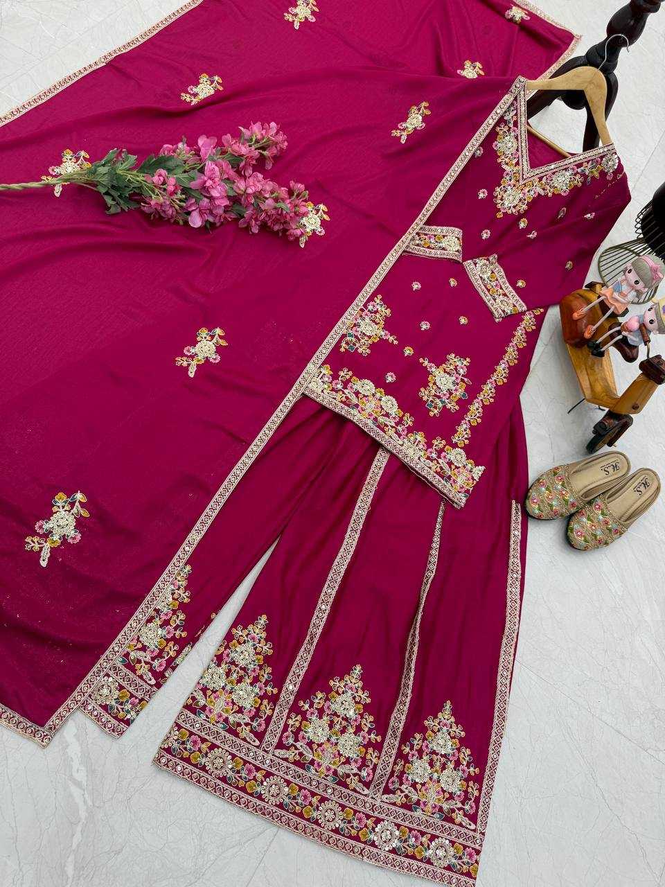 Ynf Chinon Silk KESH158 9026 Suits & Dresses Wedding Collections Festive Collections Wholesale Sharara Salwar Suits Ladies Silk Suit Wedding Outfits Manufacturer