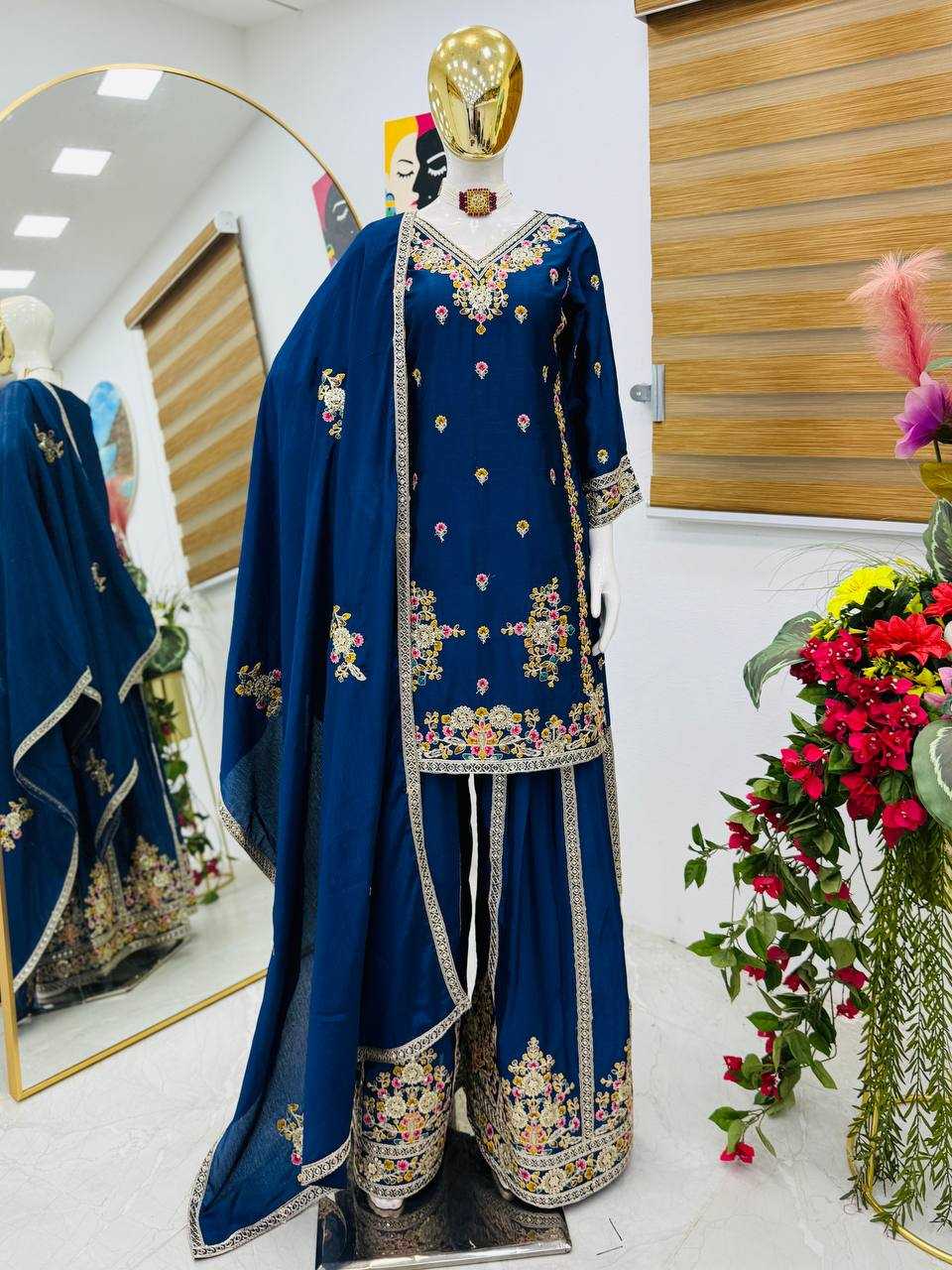 Ynf Chinon Silk KESH158 9026 Suits & Dresses Wedding Collections Festive Collections Wholesale Sharara Salwar Suits Ladies Silk Suit Wedding Outfits Manufacturer