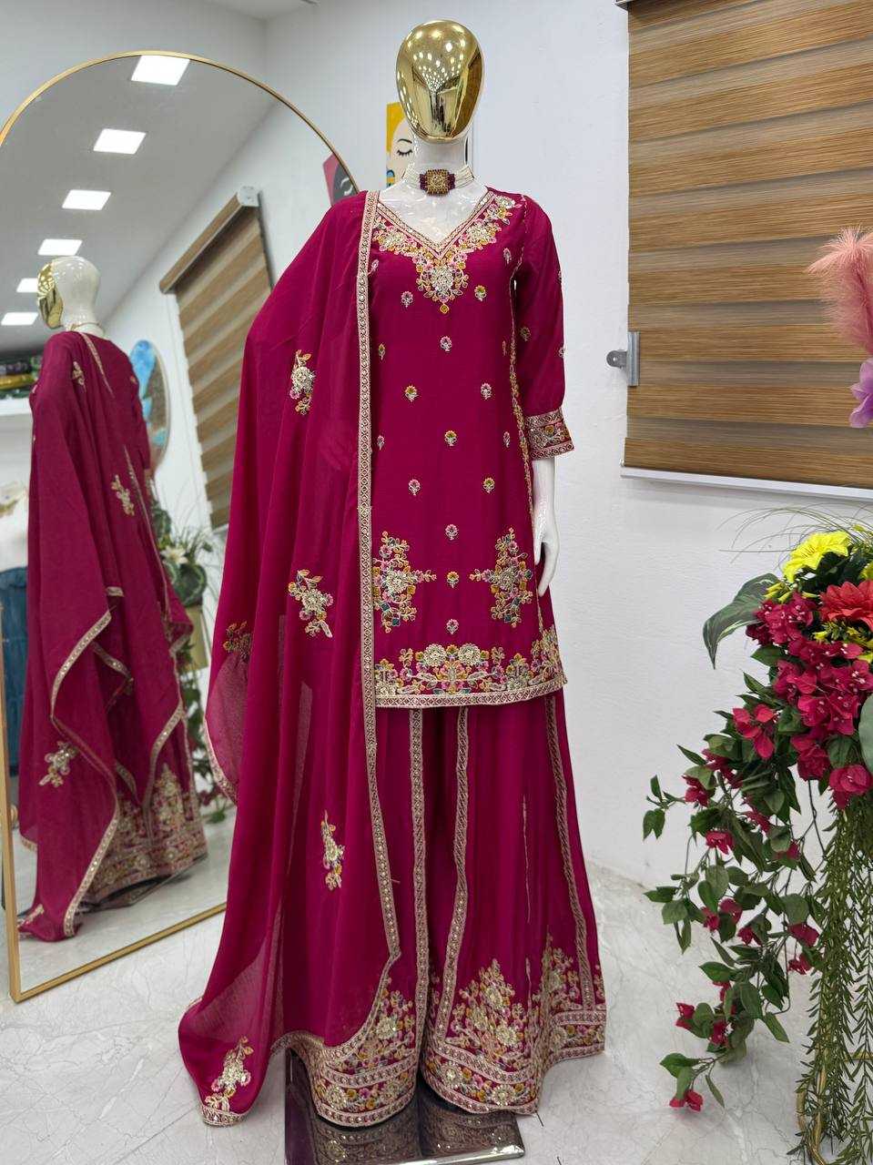 Ynf Chinon Silk KESH158 9026 Suits & Dresses Wedding Collections Festive Collections Wholesale Sharara Salwar Suits Ladies Silk Suit Wedding Outfits Manufacturer