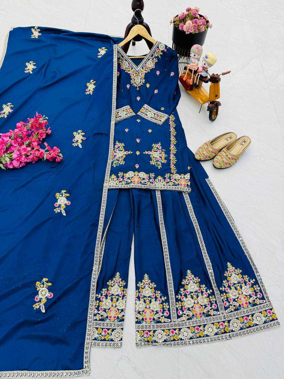 Ynf Chinon Silk KESH158 9026 Suits & Dresses Wedding Collections Festive Collections Wholesale Sharara Salwar Suits Ladies Silk Suit Wedding Outfits Manufacturer