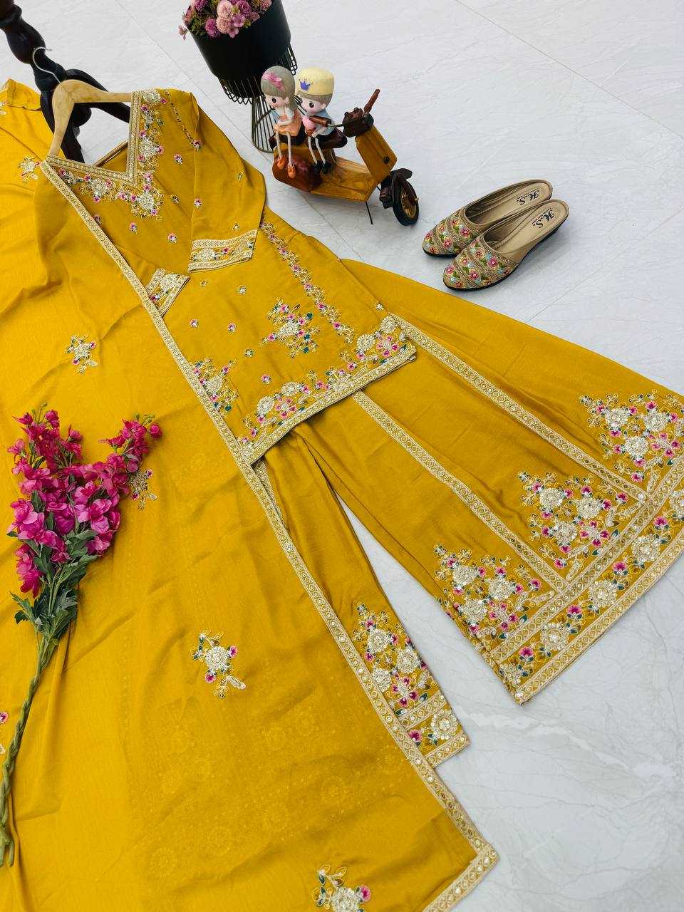 Ynf Chinon Silk KESH158 9026 Suits & Dresses Wedding Collections Festive Collections Wholesale Sharara Salwar Suits Ladies Silk Suit Wedding Outfits Manufacturer