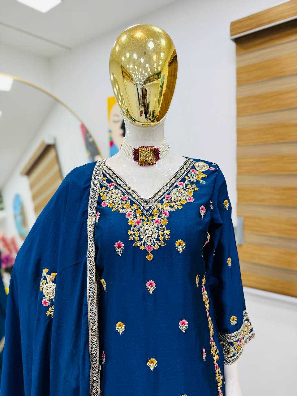 Ynf Chinon Silk KESH158 9026 Suits & Dresses Wedding Collections Festive Collections Wholesale Sharara Salwar Suits Ladies Silk Suit Wedding Outfits Manufacturer