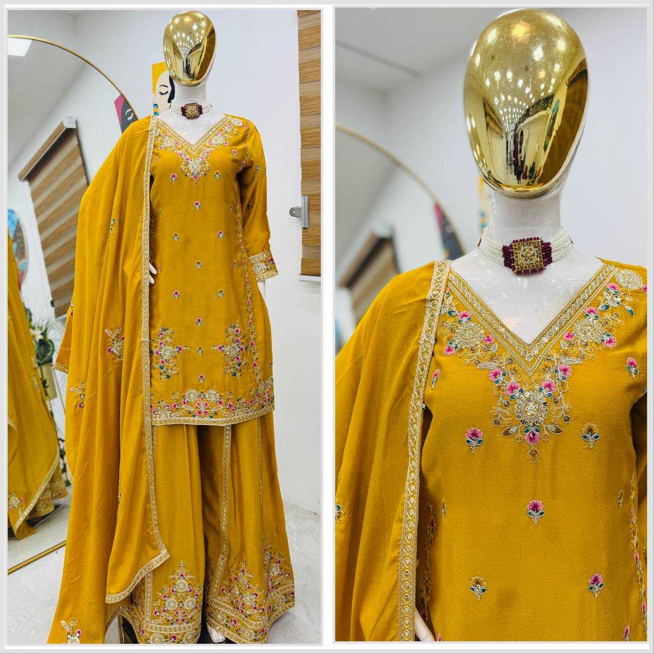 Ynf Chinon Silk KESH158 9026 Suits & Dresses Wedding Collections Festive Collections Wholesale Sharara Salwar Suits Ladies Silk Suit Wedding Outfits Manufacturer