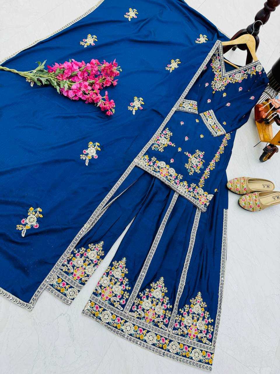 Ynf Chinon Silk KESH158 9026 Suits & Dresses Wedding Collections Festive Collections Wholesale Sharara Salwar Suits Ladies Silk Suit Wedding Outfits Manufacturer