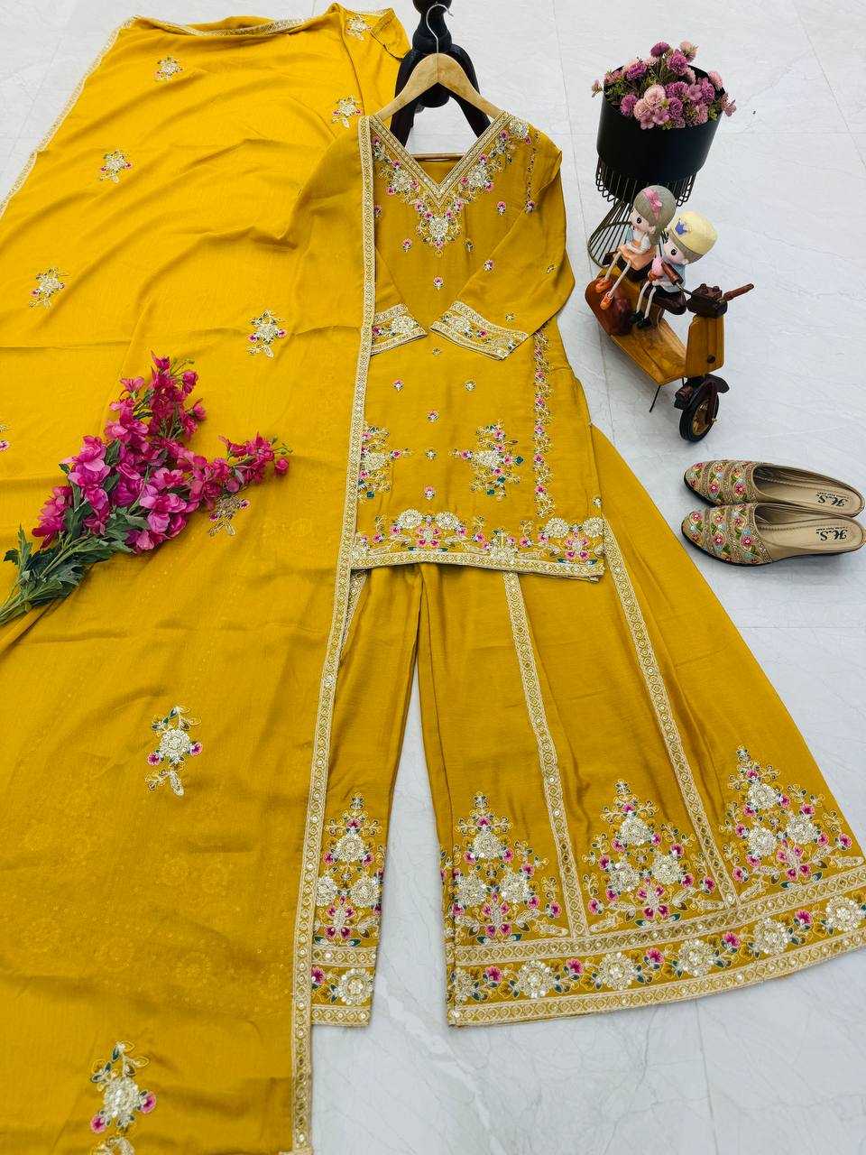 Ynf Chinon Silk KESH158 9026 Suits & Dresses Wedding Collections Festive Collections Wholesale Sharara Salwar Suits Ladies Silk Suit Wedding Outfits Manufacturer