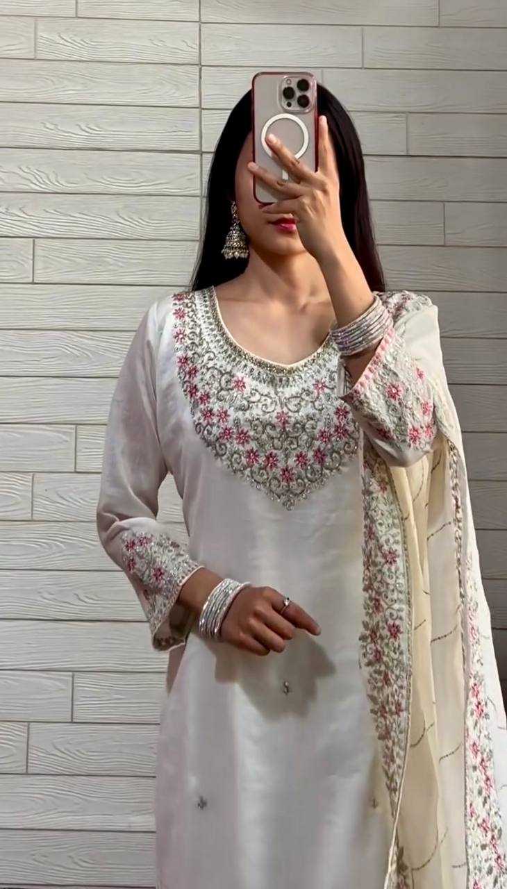 Ynf Chinon Silk KESH159 1030 Kurti Wholesale Fancy Kurti Embroidered Kurtis Silk Kurtis Manufacturer