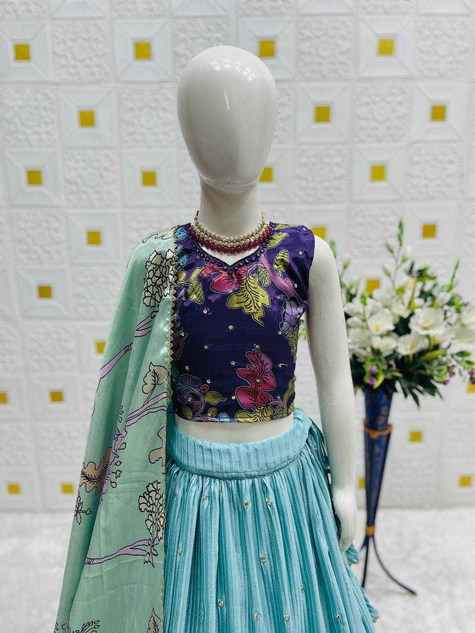 Ynf Chinon Silk KESH415 215 Kids Wear Wholesale Kids Lehenga Embroidered Frock Kids Ghagra Choli Manufacturer