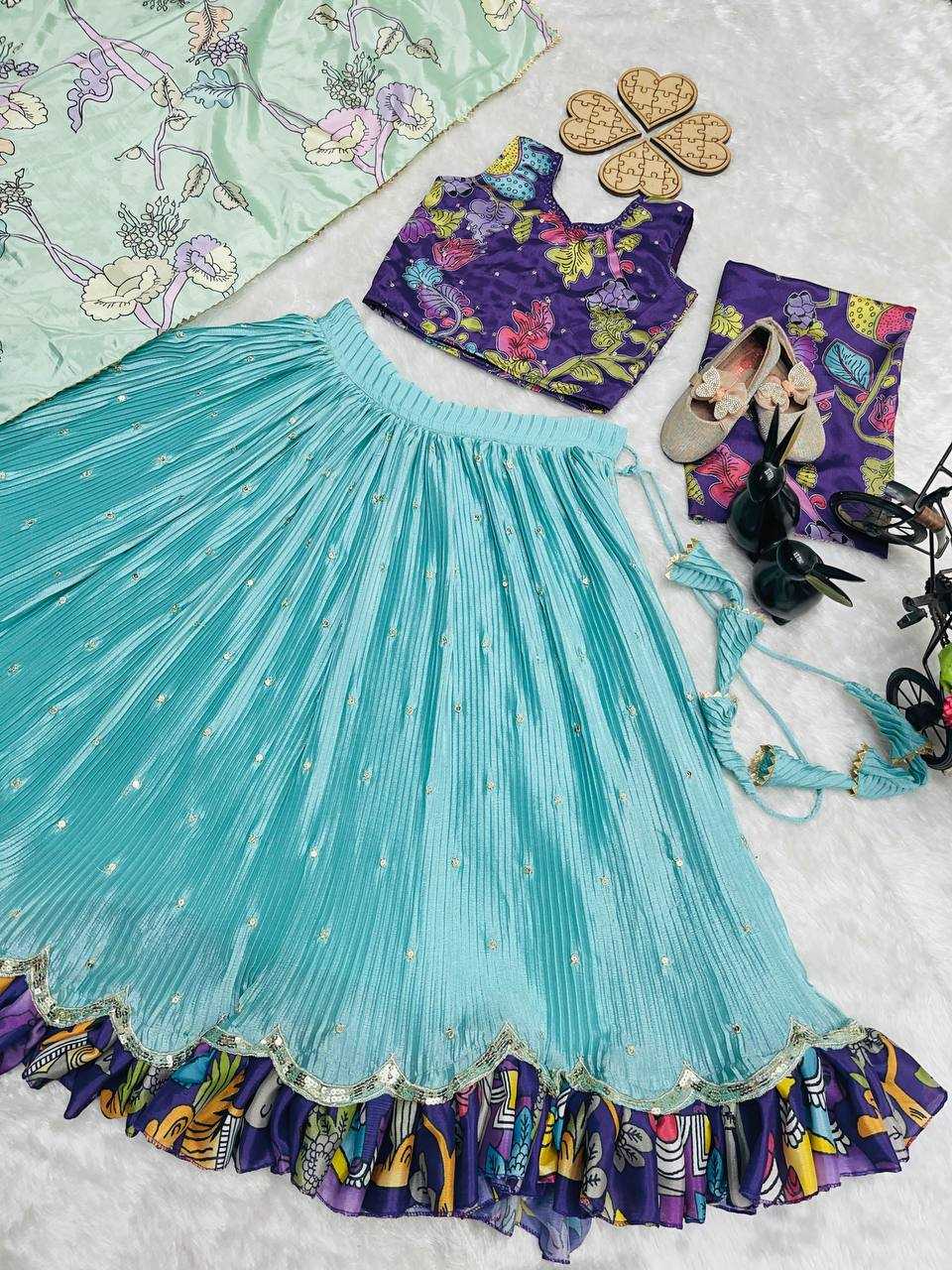 Ynf Chinon Silk KESH415 215 Kids Wear Wholesale Kids Lehenga Embroidered Frock Kids Ghagra Choli Manufacturer