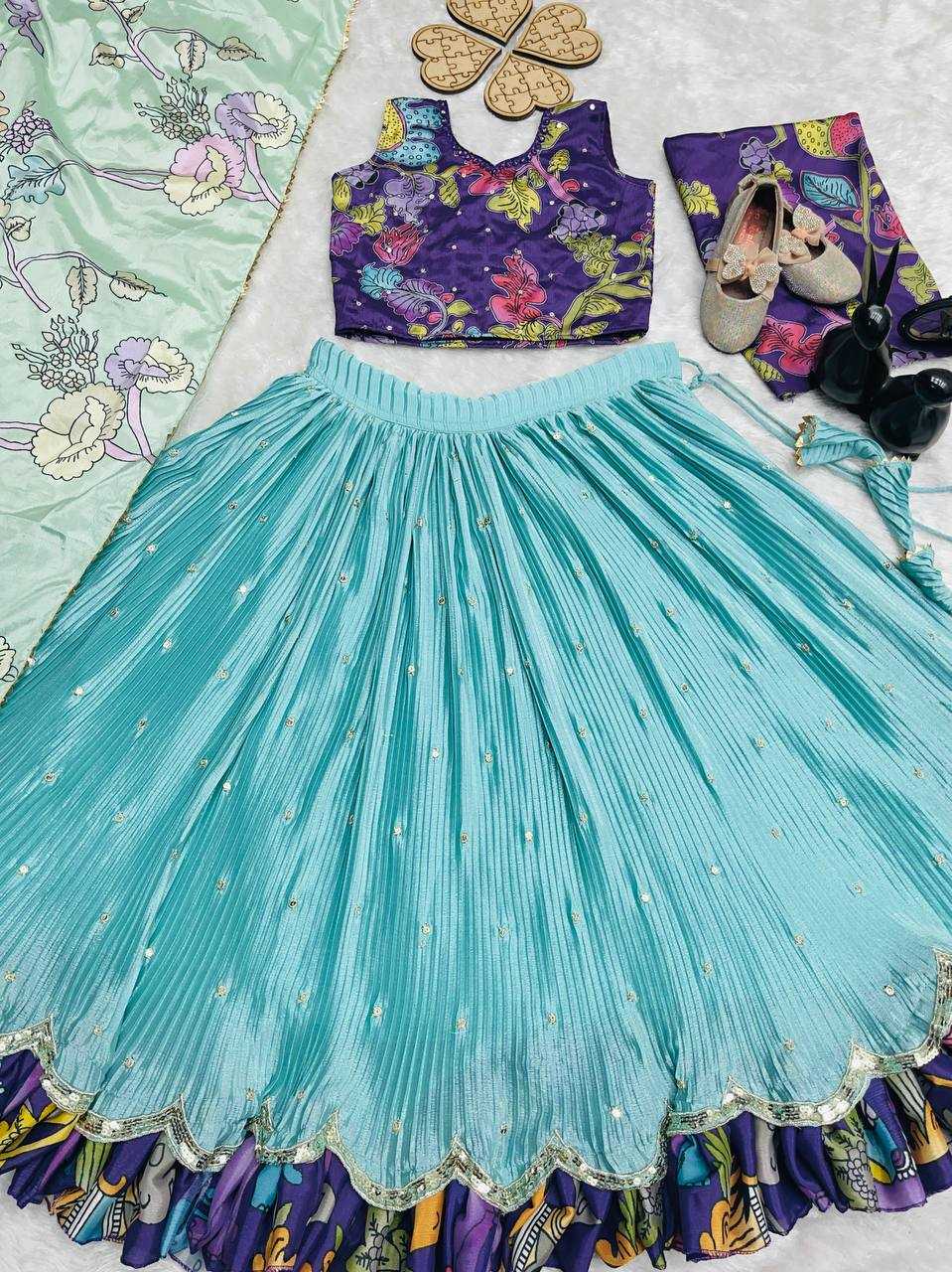 Ynf Chinon Silk KESH415 215 Kids Wear Wholesale Kids Lehenga Embroidered Frock Kids Ghagra Choli Manufacturer