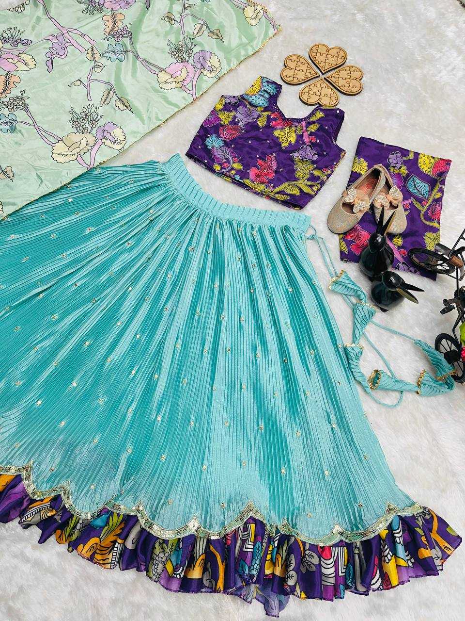 Ynf Chinon Silk KESH415 215 Kids Wear Wholesale Kids Lehenga Embroidered Frock Kids Ghagra Choli Manufacturer