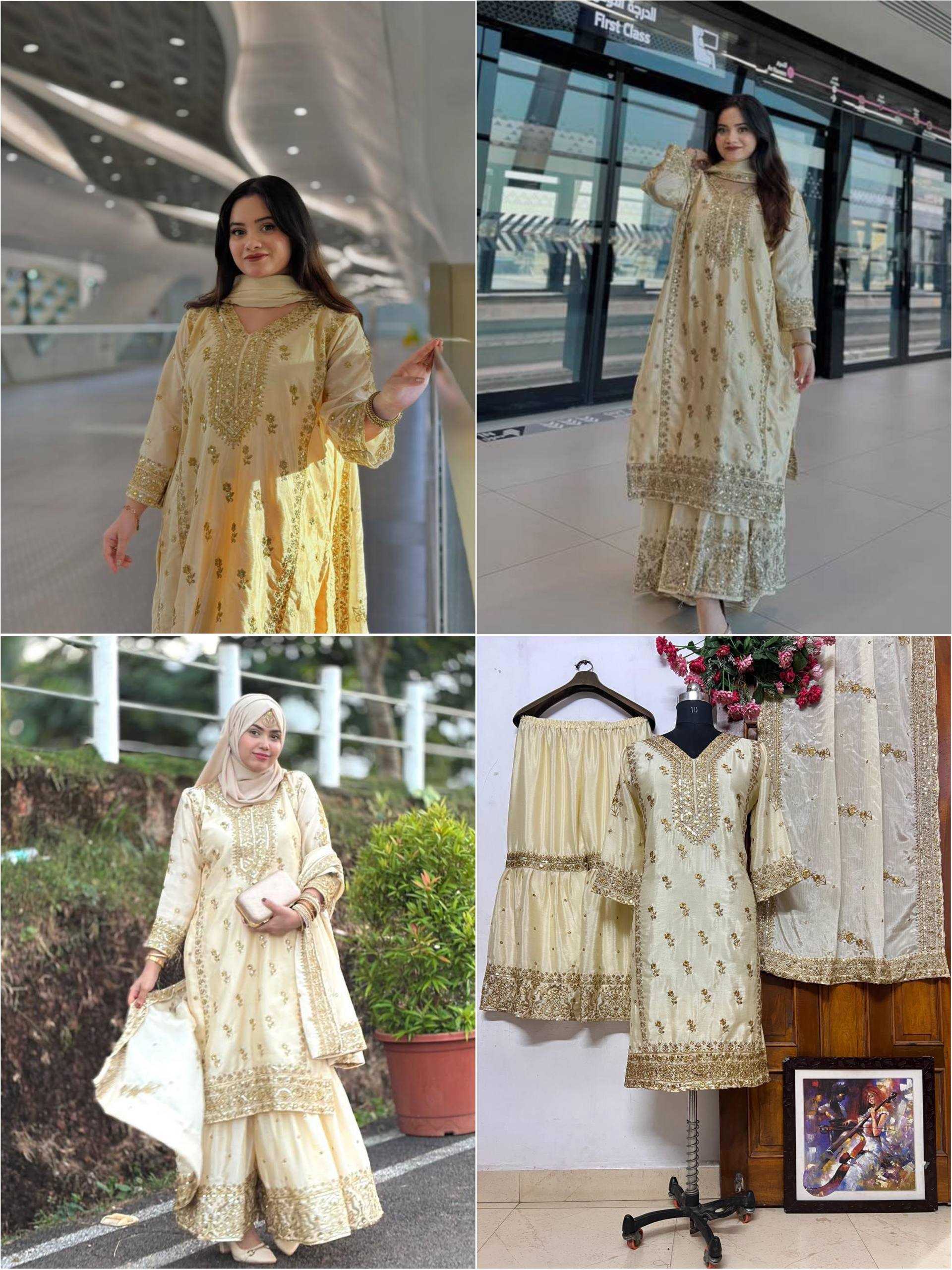 Ynf Chinon Silk KESH492 1228 Suits & Dresses Islamic Clothing Wholesale Sharara Salwar Suits Pakistani Suits Manufacturer