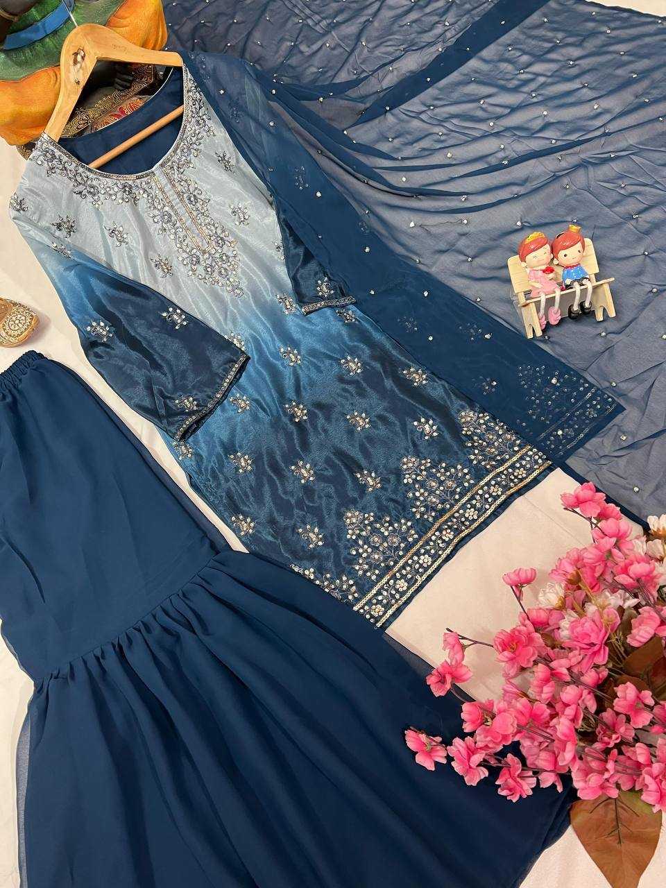 Ynf Chinon Silk KESH492 1370 Suits & Dresses Wedding Collections Festive Collections Wholesale Sharara Salwar Suits Printed Suits Ladies Silk Suit Manufacturer