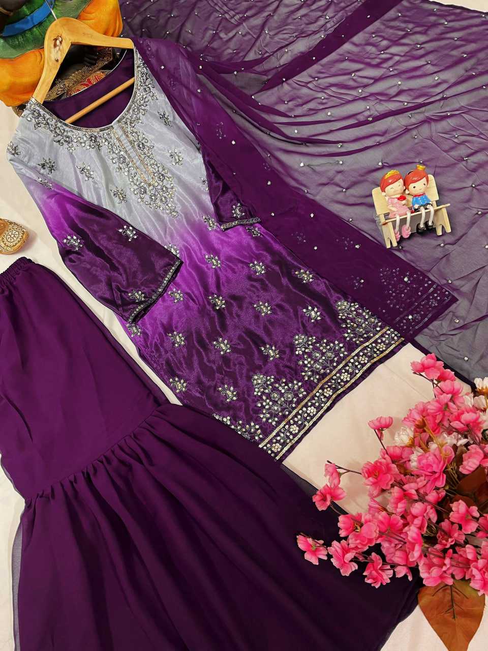 Ynf Chinon Silk KESH492 1370 Suits & Dresses Wedding Collections Festive Collections Wholesale Sharara Salwar Suits Printed Suits Ladies Silk Suit Manufacturer