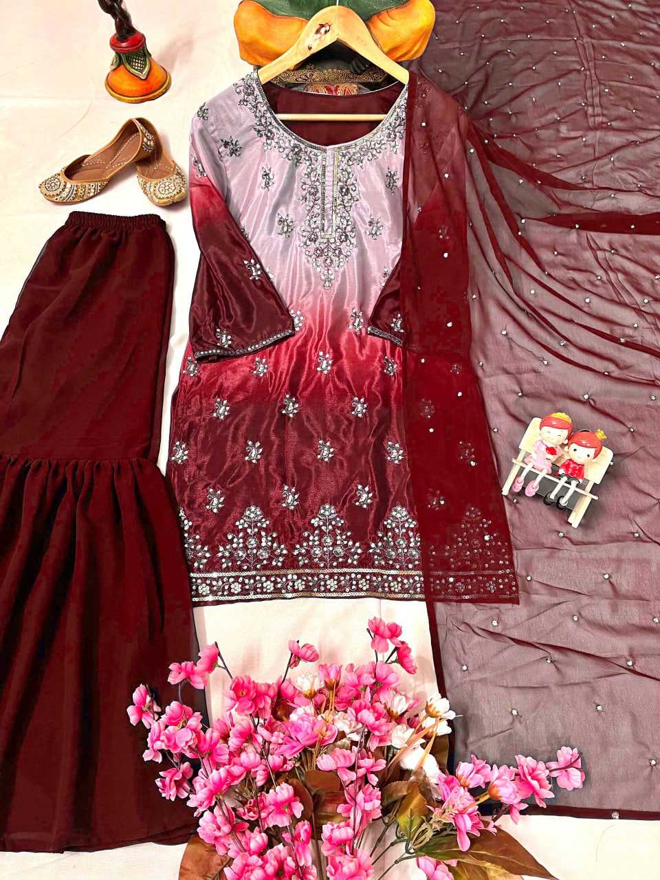 Ynf Chinon Silk KESH492 1370 Suits & Dresses Wedding Collections Festive Collections Wholesale Sharara Salwar Suits Printed Suits Ladies Silk Suit Manufacturer