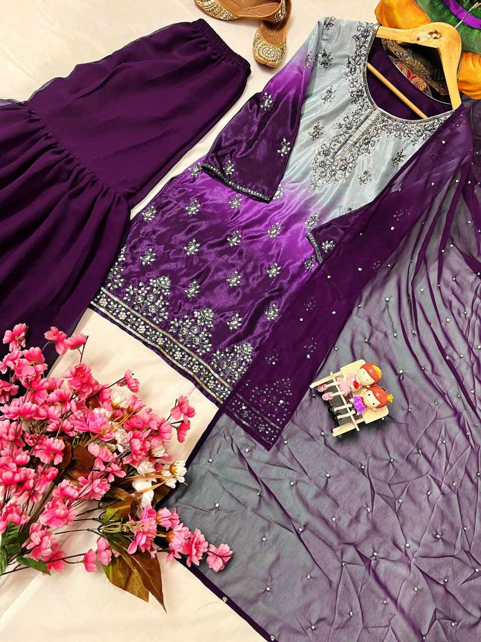 Ynf Chinon Silk KESH492 1370 Suits & Dresses Wedding Collections Festive Collections Wholesale Sharara Salwar Suits Printed Suits Ladies Silk Suit Manufacturer