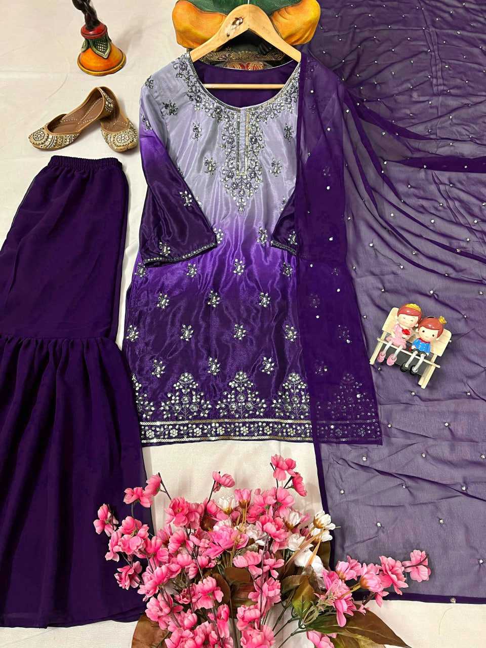 Ynf Chinon Silk KESH492 1370 Suits & Dresses Wedding Collections Festive Collections Wholesale Sharara Salwar Suits Printed Suits Ladies Silk Suit Manufacturer