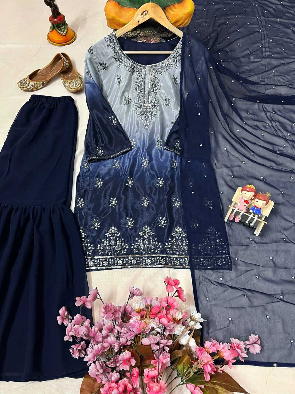 Ynf Chinon Silk KESH492 1370 Suits & Dresses Wedding Collections Festive Collections Wholesale Sharara Salwar Suits Printed Suits Ladies Silk Suit Manufacturer