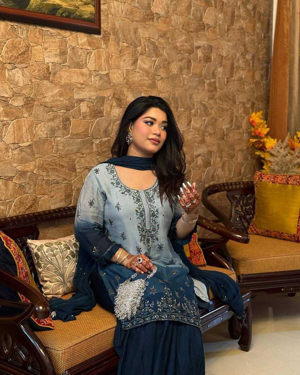 Ynf Chinon Silk KESH492 1370 Suits & Dresses Wedding Collections Festive Collections Wholesale Sharara Salwar Suits Printed Suits Ladies Silk Suit Manufacturer