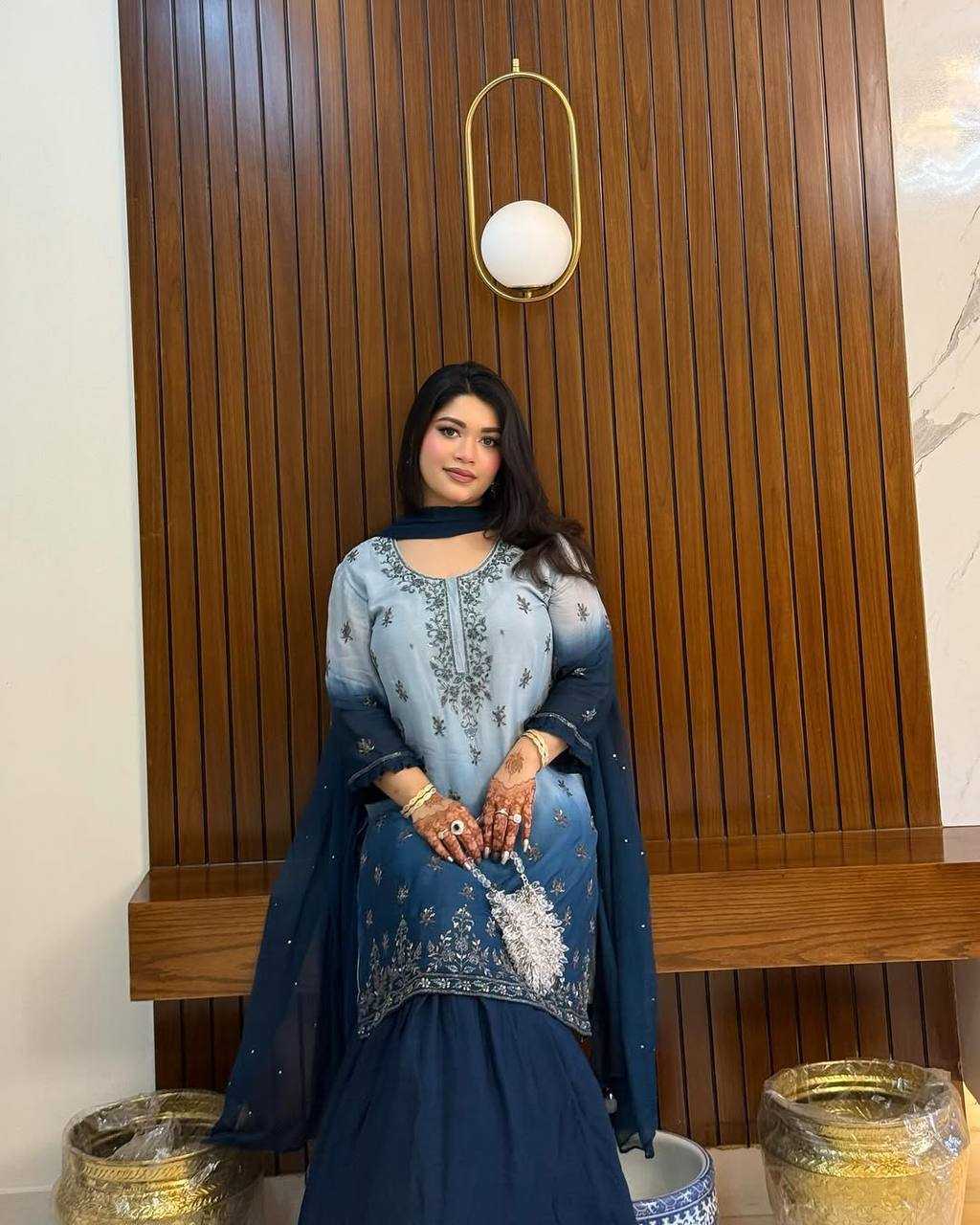 Ynf Chinon Silk KESH492 1370 Suits & Dresses Wedding Collections Festive Collections Wholesale Sharara Salwar Suits Printed Suits Ladies Silk Suit Manufacturer