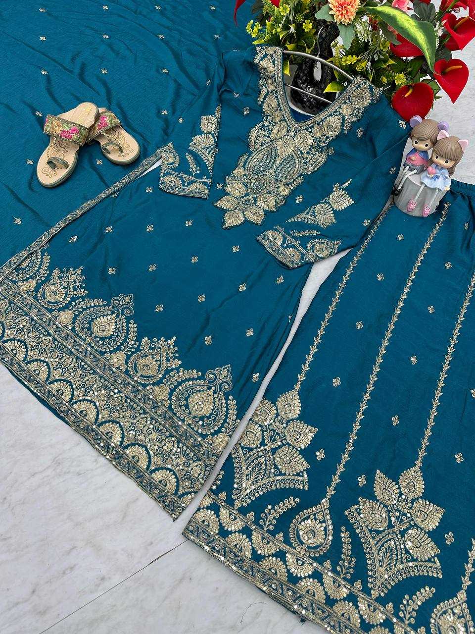 Ynf Chinon Silk KESH496 037 Suits & Dresses Wholesale Sharara Salwar Suits Embroidery Suits Party wear suits Manufacturer