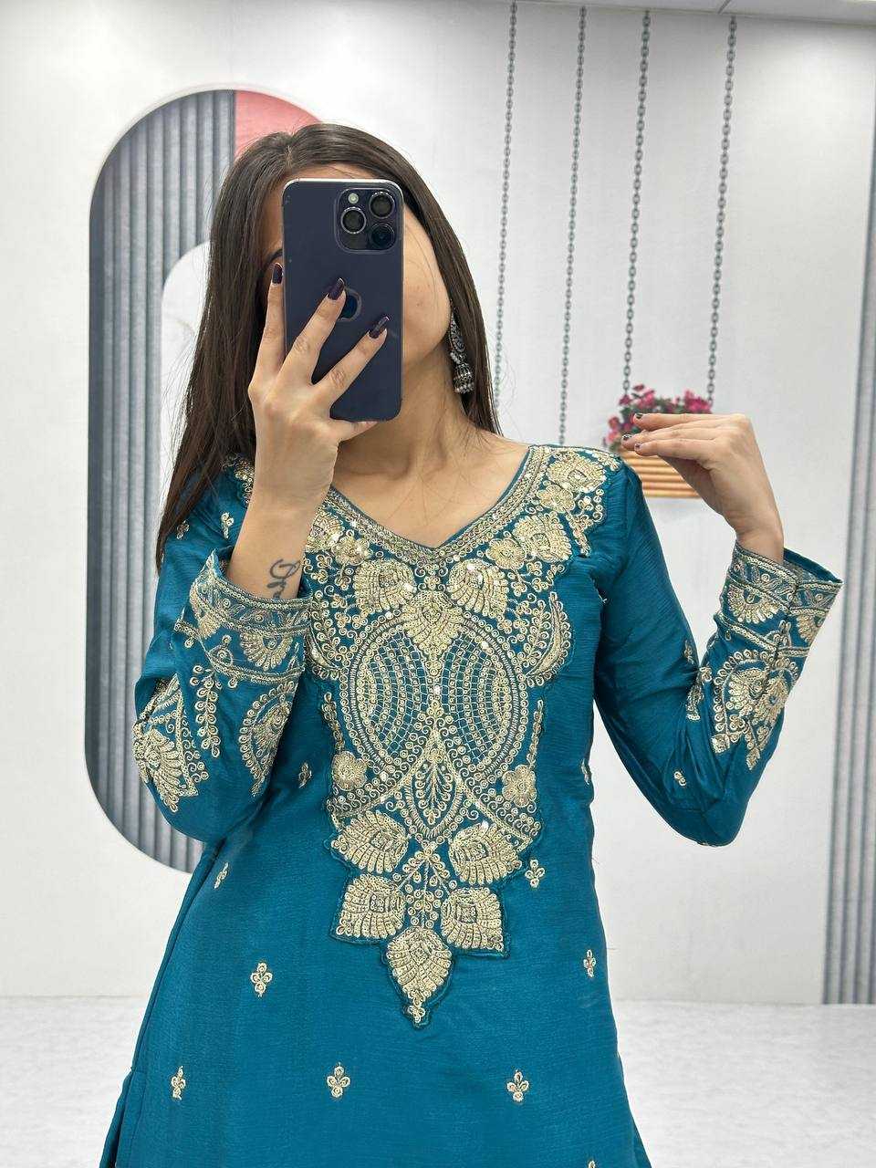 Ynf Chinon Silk KESH496 037 Suits & Dresses Wholesale Sharara Salwar Suits Embroidery Suits Party wear suits Manufacturer