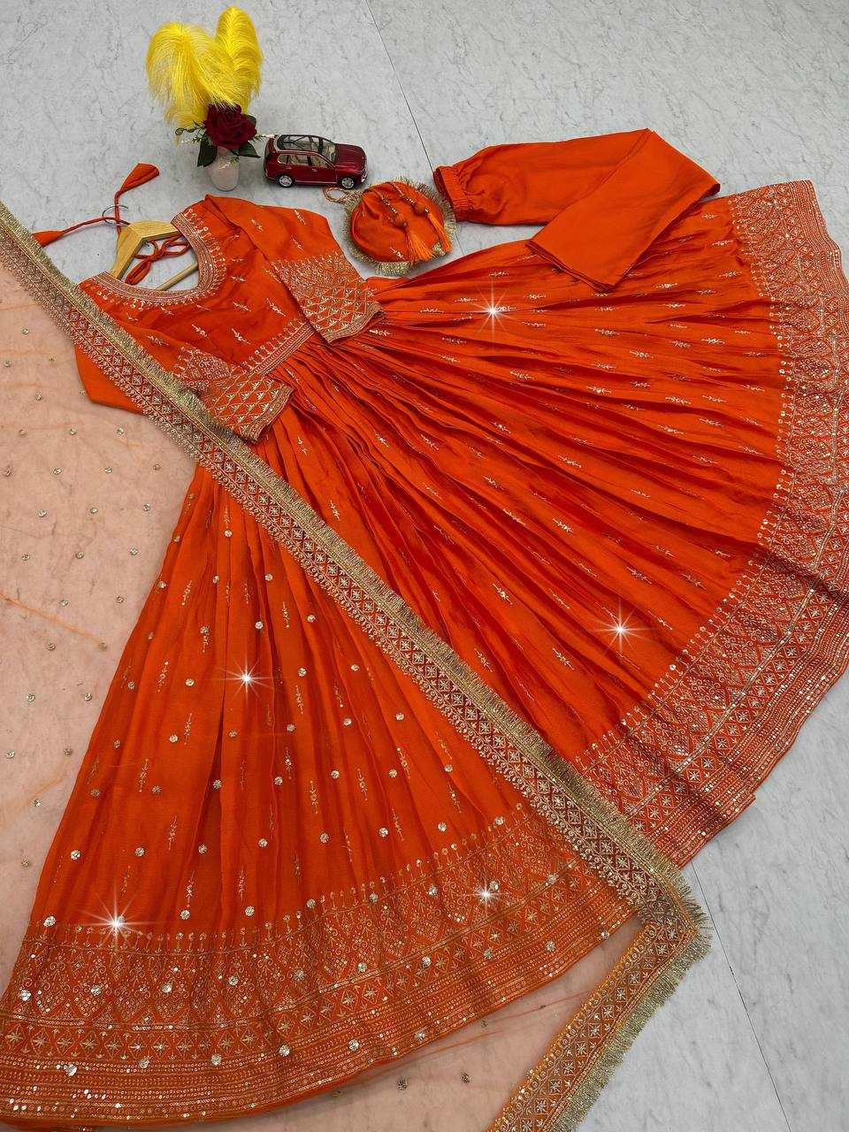 Ynf Chinon Silk KESH496 039 Gowns Wedding Collections Wholesale Party Wear Gowns Designer Gowns Sangeet Outfits Manufacturer