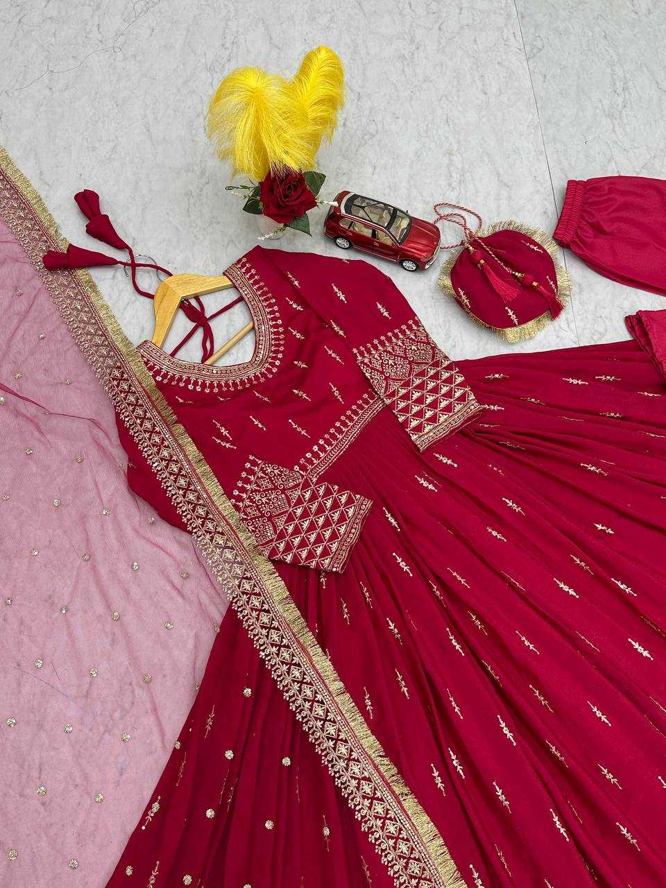 Ynf Chinon Silk KESH496 039 Gowns Wedding Collections Wholesale Party Wear Gowns Designer Gowns Sangeet Outfits Manufacturer