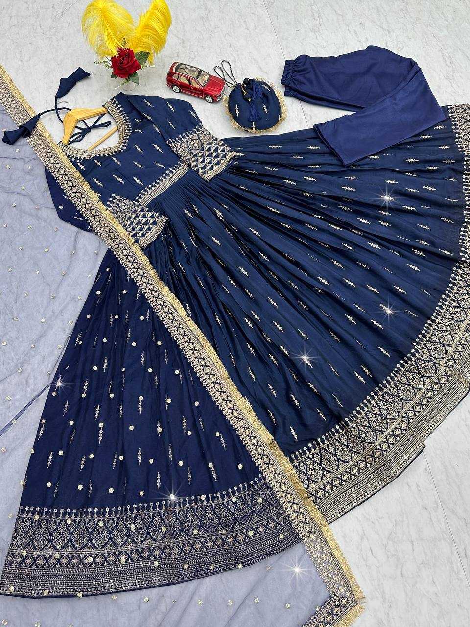 Ynf Chinon Silk KESH496 039 Gowns Wedding Collections Wholesale Party Wear Gowns Designer Gowns Sangeet Outfits Manufacturer