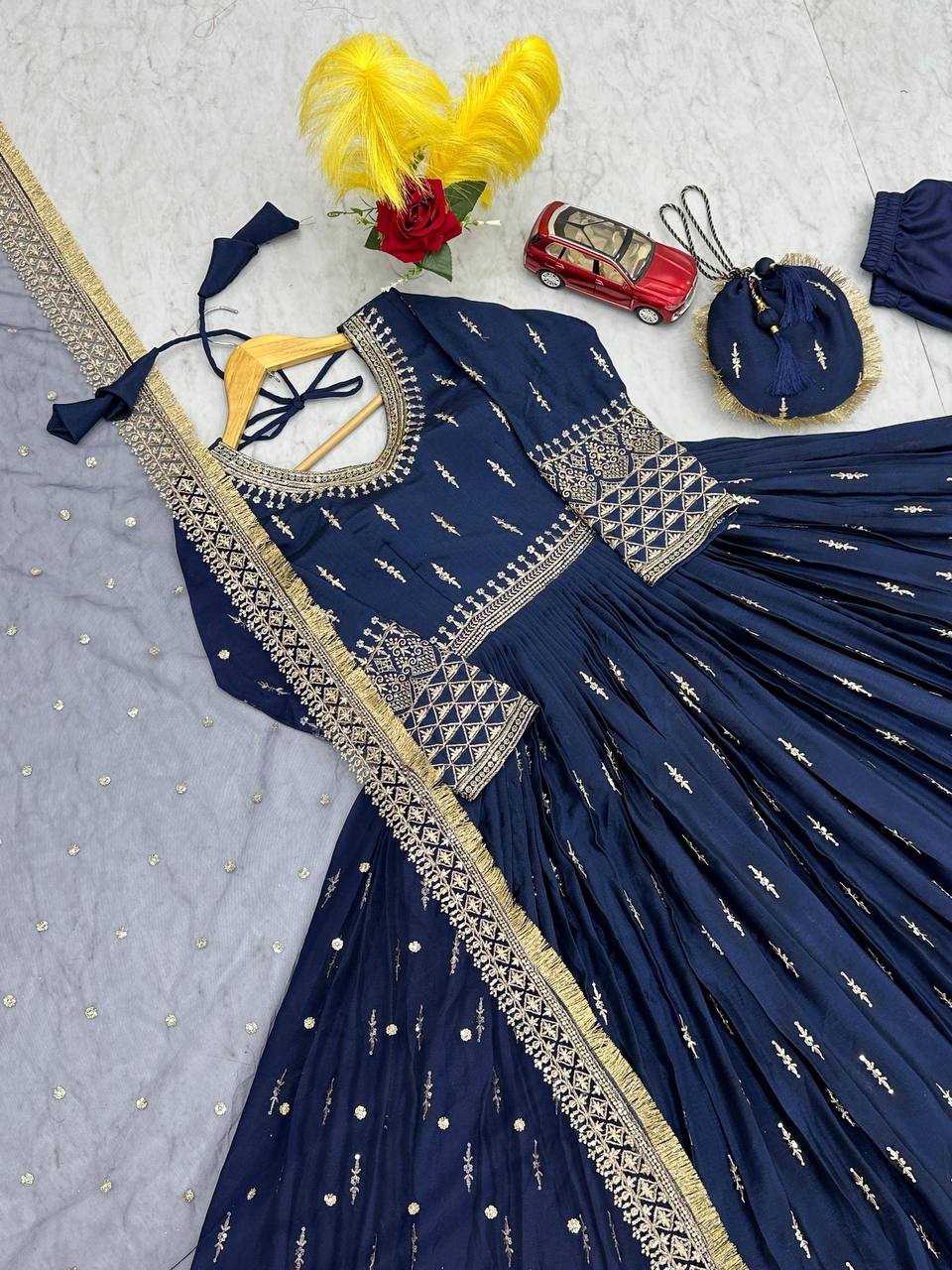 Ynf Chinon Silk KESH496 039 Gowns Wedding Collections Wholesale Party Wear Gowns Designer Gowns Sangeet Outfits Manufacturer
