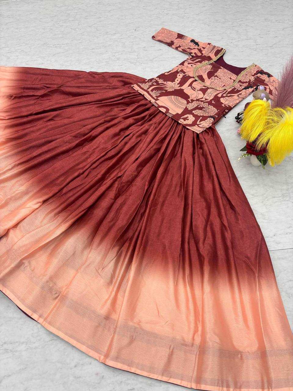 Ynf Chinon Silk KESH496 490 Lehengas Wholesale Fancy Lehenga Kalamkari Lehenga Silk Lehenga Manufacturer