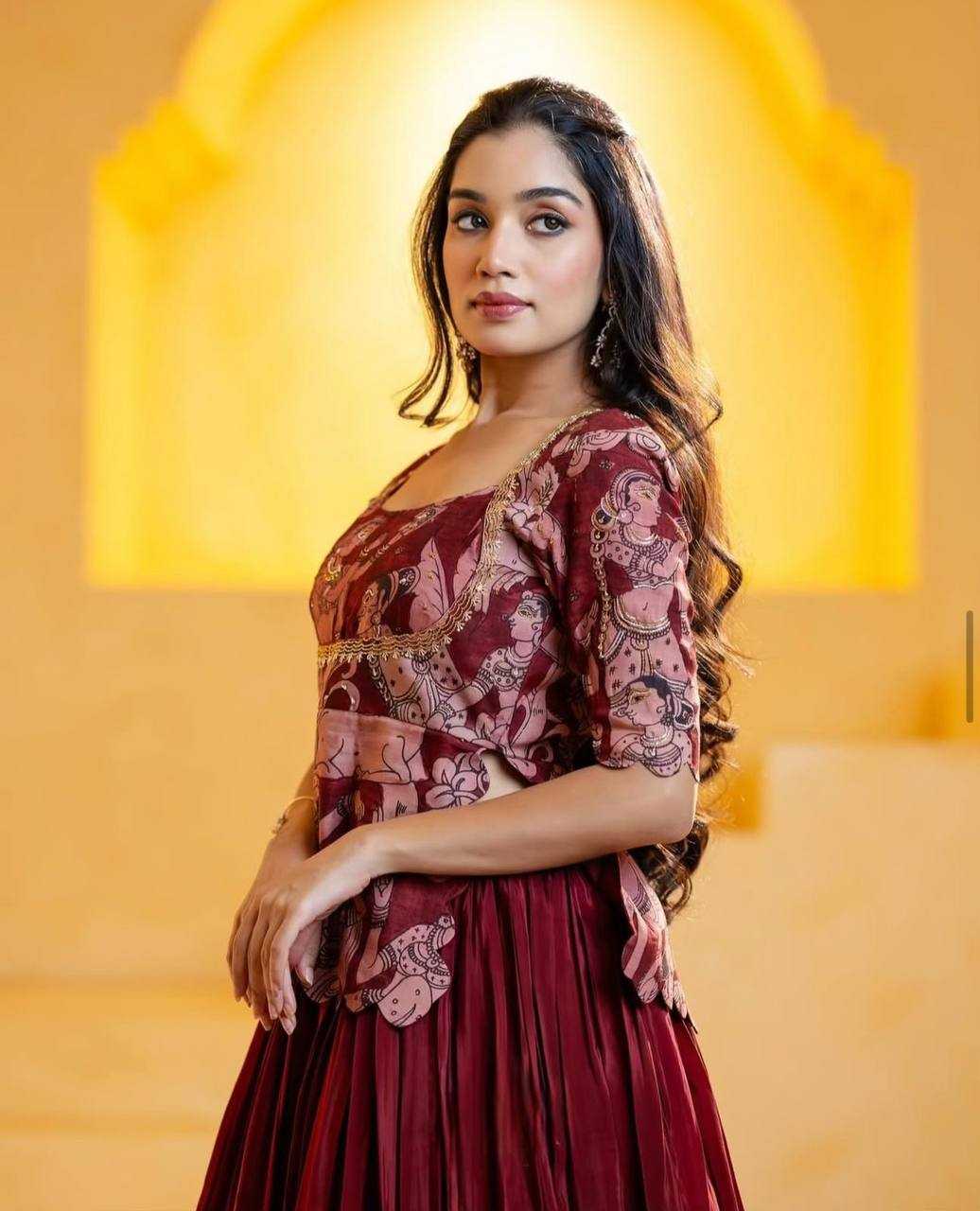 Ynf Chinon Silk KESH496 490 Lehengas Wholesale Fancy Lehenga Kalamkari Lehenga Silk Lehenga Manufacturer