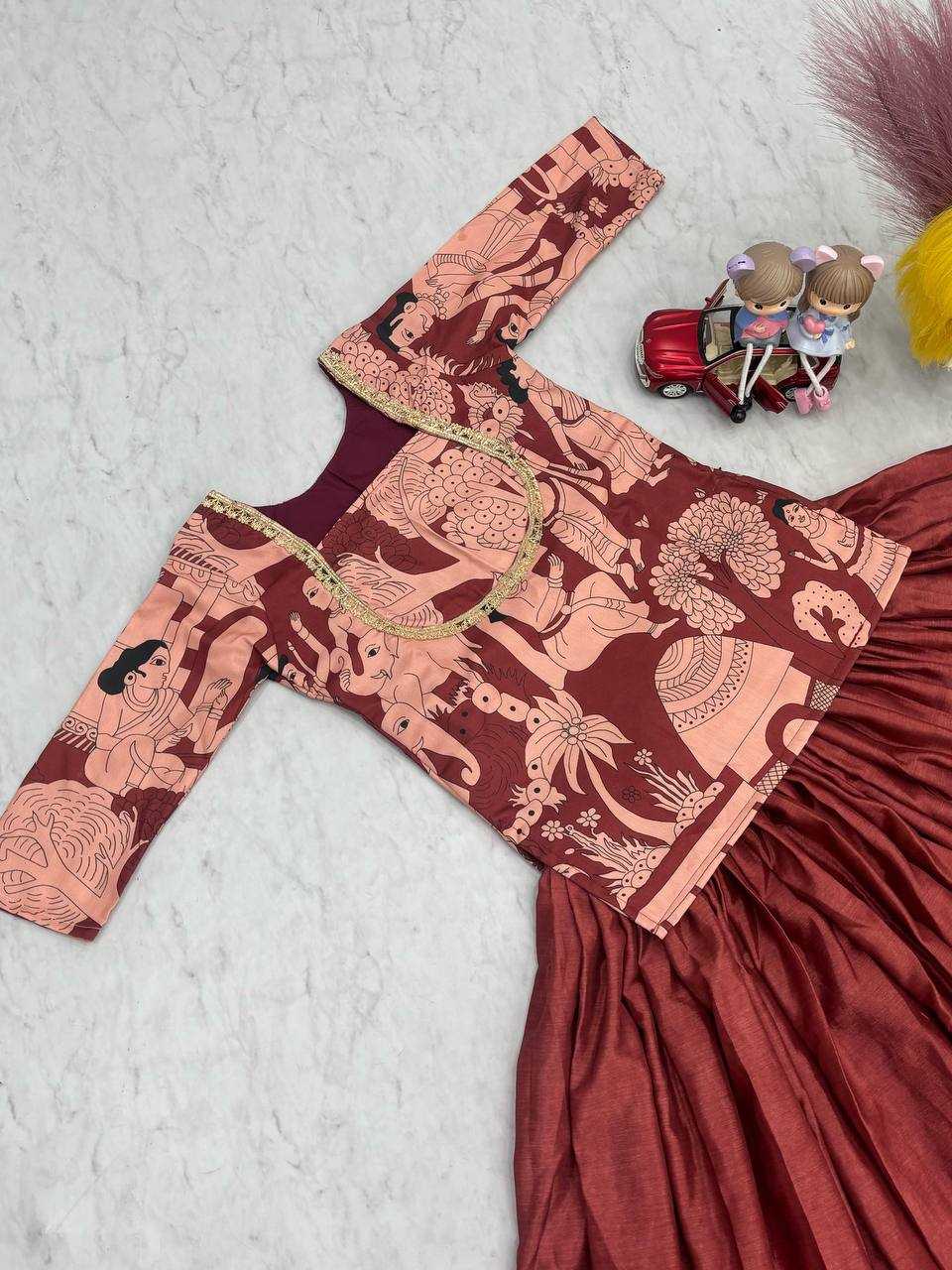 Ynf Chinon Silk KESH496 490 Lehengas Wholesale Fancy Lehenga Kalamkari Lehenga Silk Lehenga Manufacturer