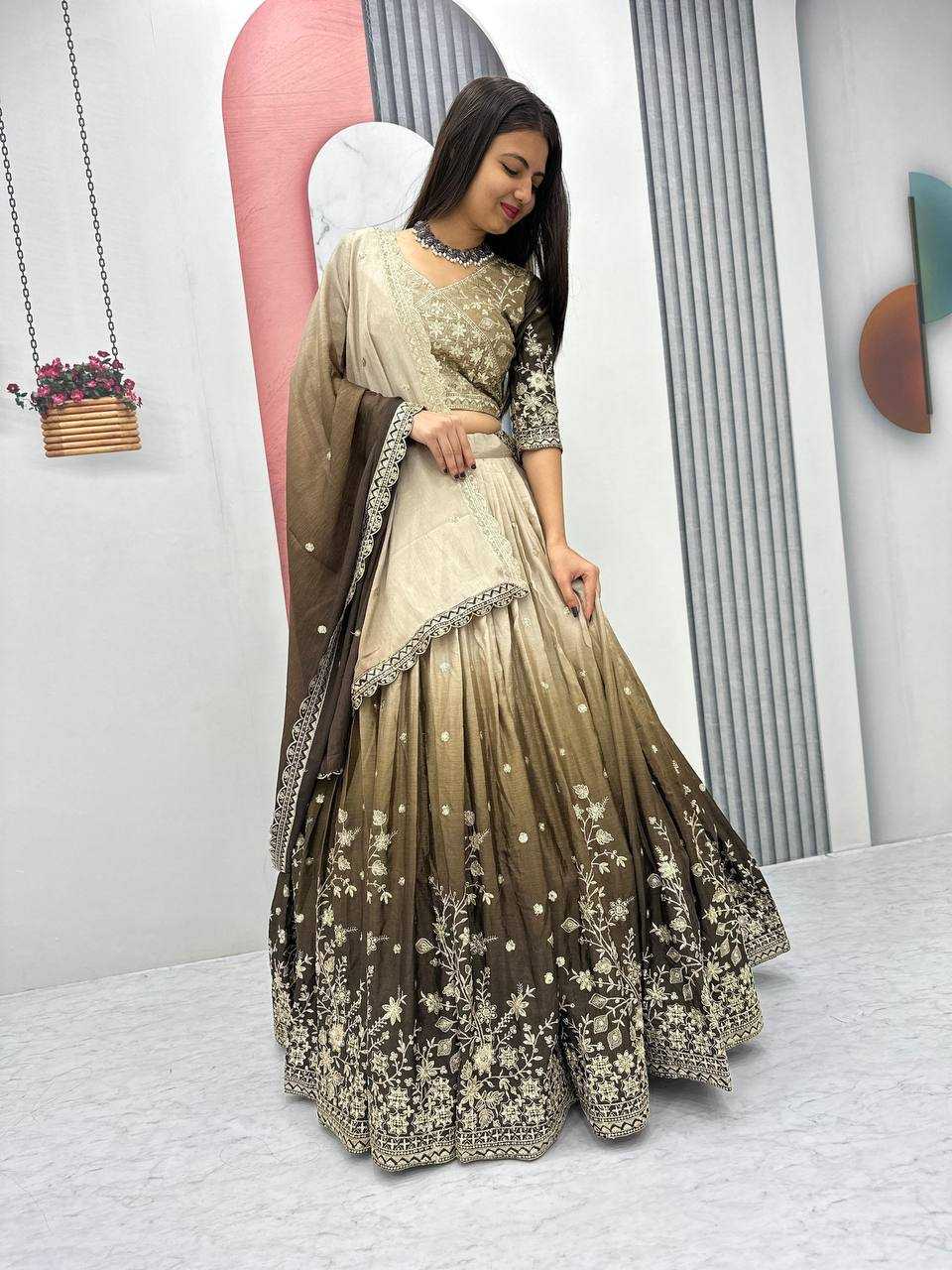 Ynf Chinon Silk KESH497 228 Lehengas Wholesale Fancy Lehenga Silk Lehenga Embroidered Lehenga Manufacturer