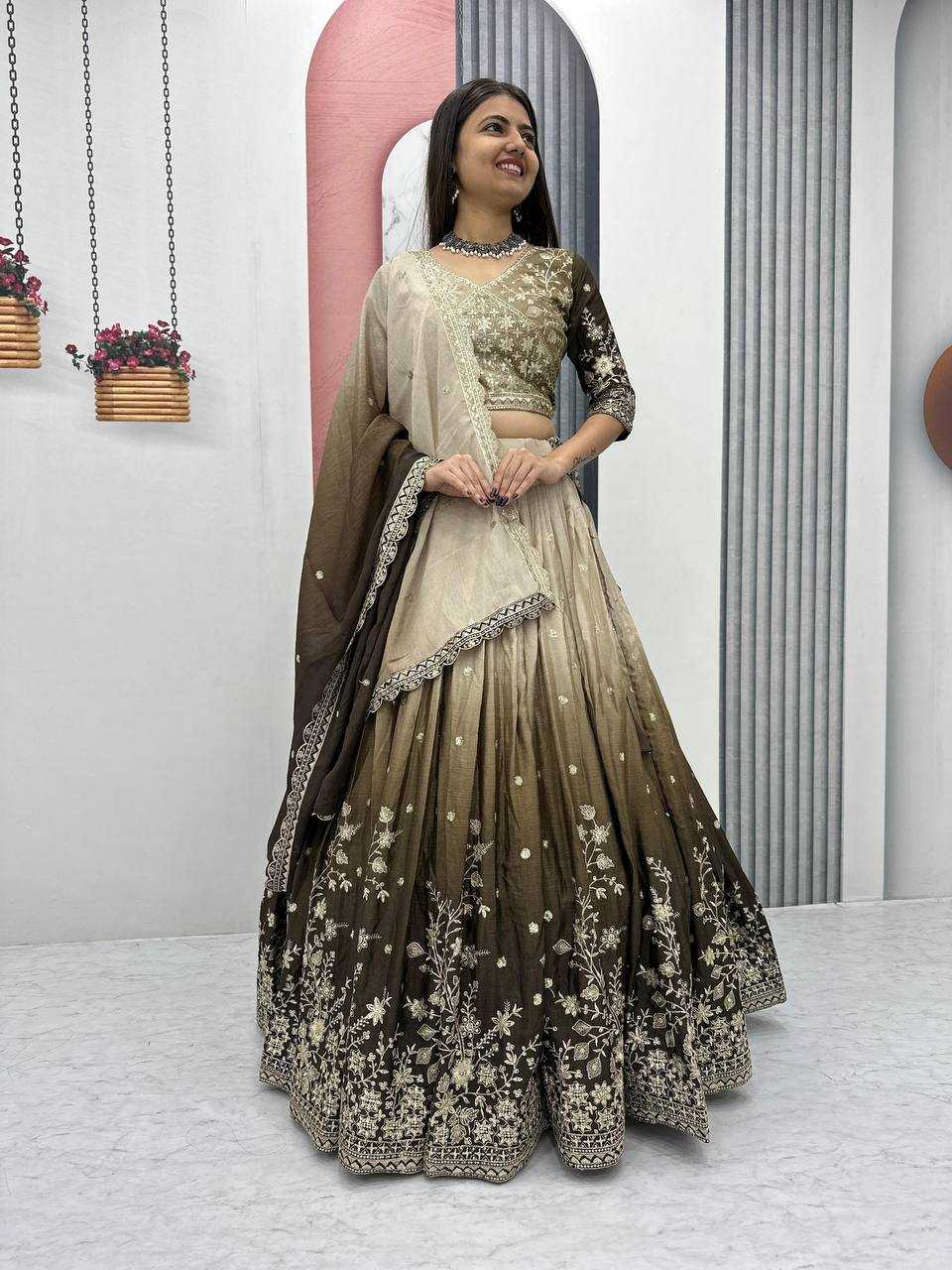 Ynf Chinon Silk KESH497 228 Lehengas Wholesale Fancy Lehenga Silk Lehenga Embroidered Lehenga Manufacturer