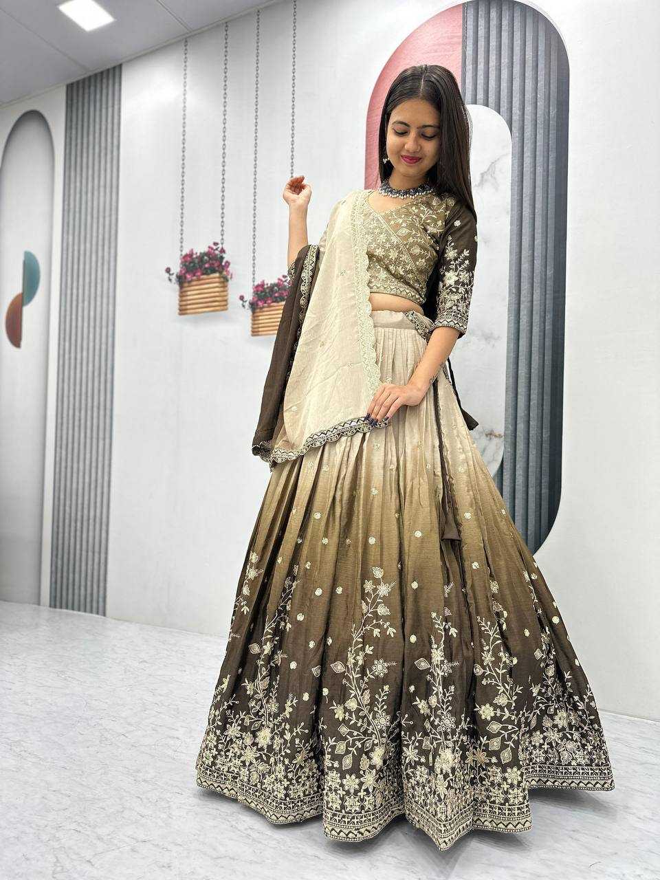 Ynf Chinon Silk KESH497 228 Lehengas Wholesale Fancy Lehenga Silk Lehenga Embroidered Lehenga Manufacturer